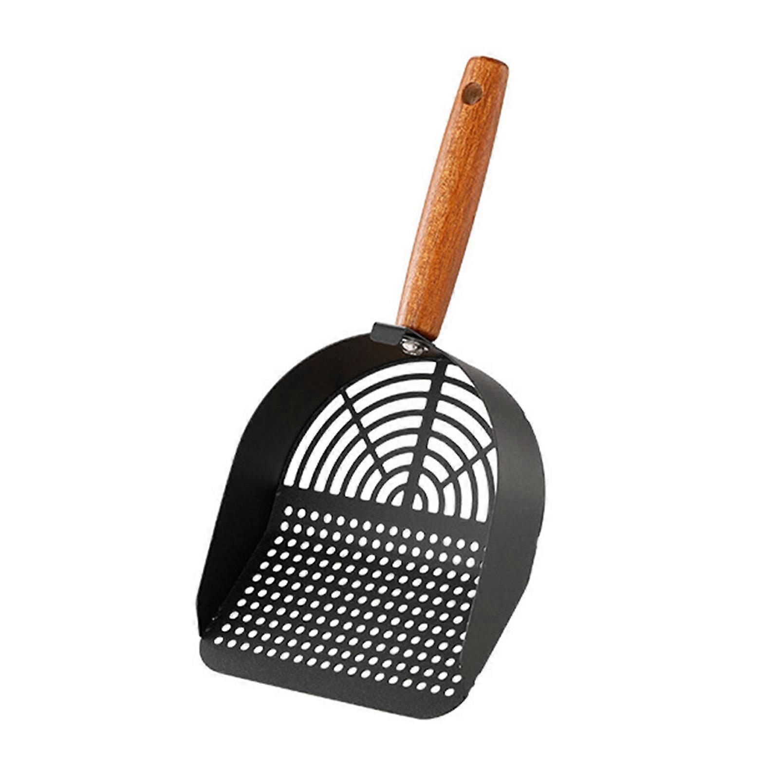 Stainless Steel Pet Litter Scoops With Rusts Resistant Wood Handle For Easy Waste Removal And Efficient Sifting