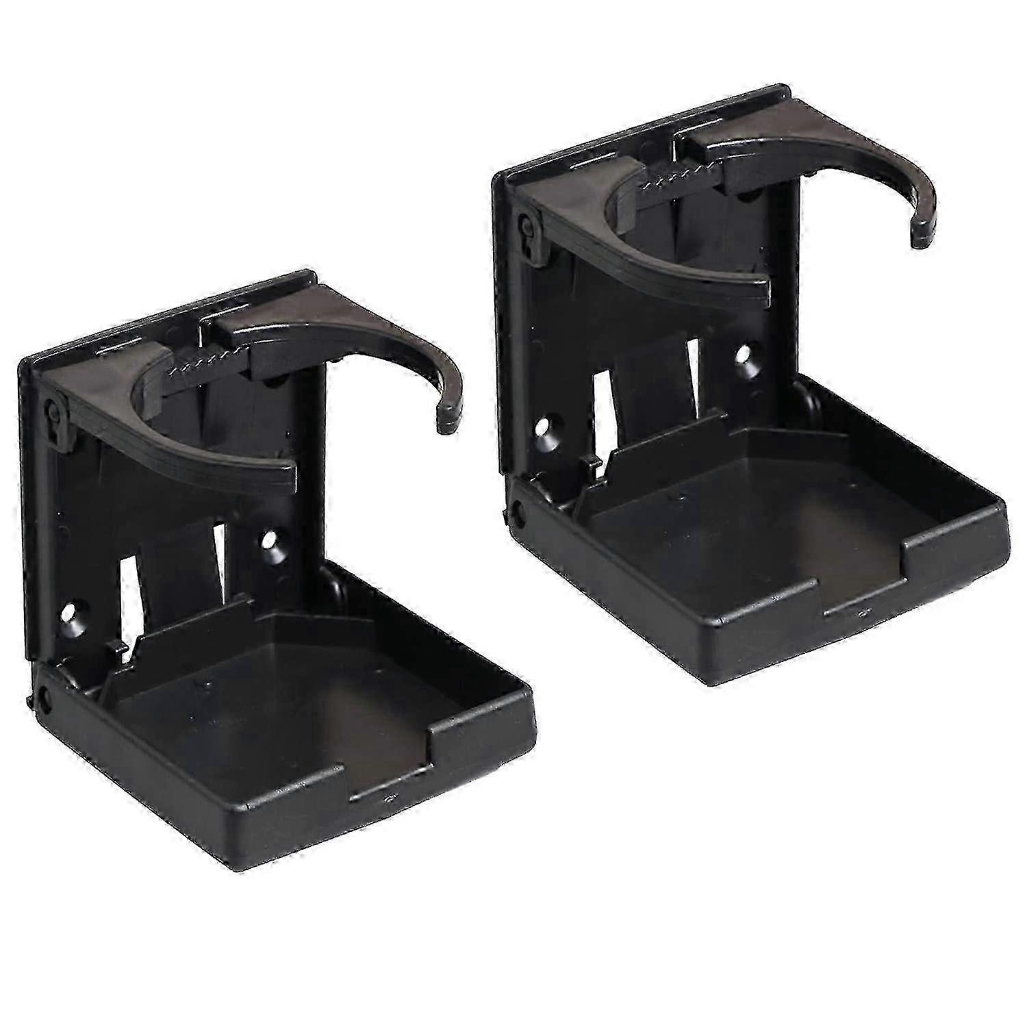 2pcs Adjustable Folding Cup Drink Holder with Screws(Black)