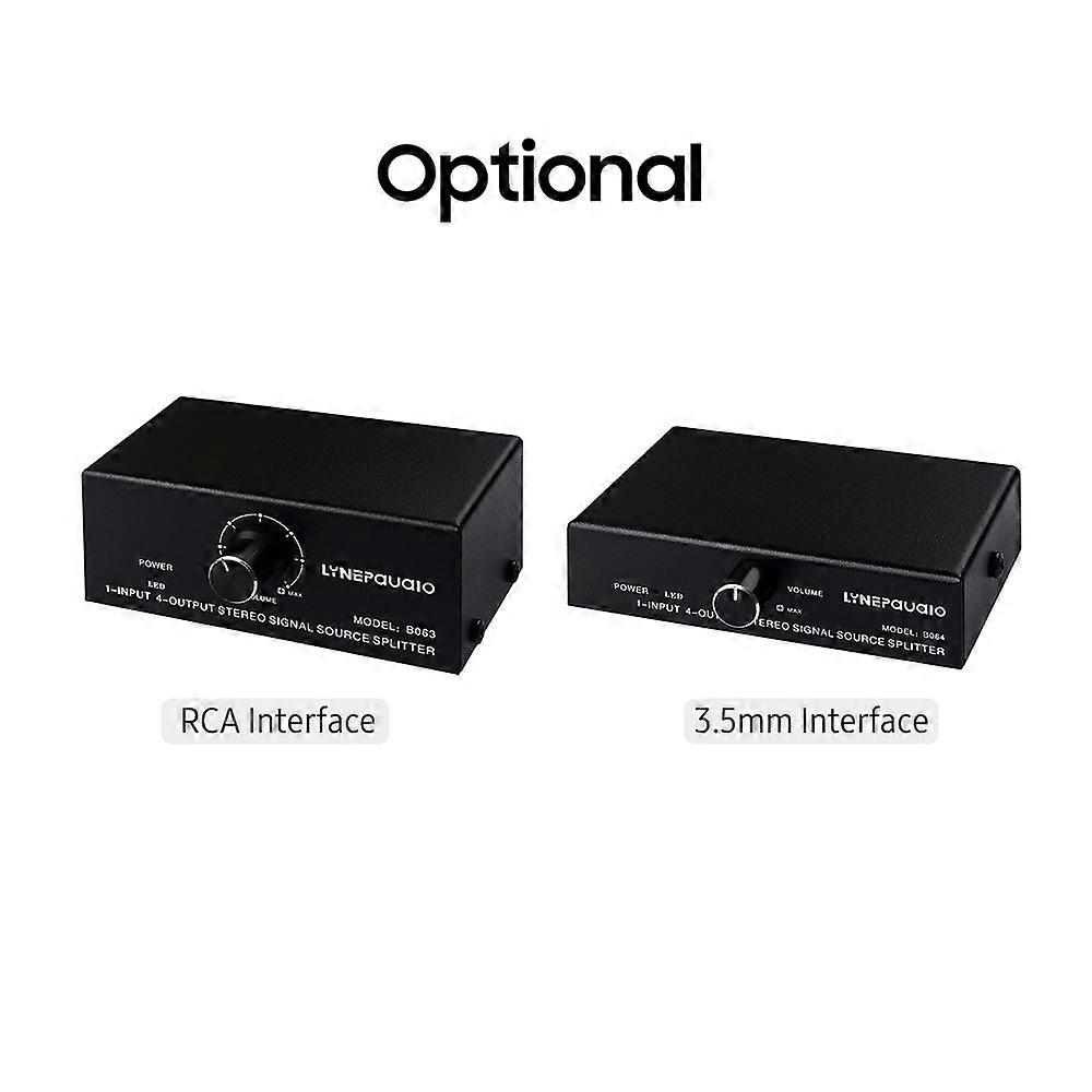 LYNEPAUAIO B063 1 in 4 out o Signal Distributor Stereo Signal Source o Splitter Lossless Output USB 5V Powered RCA Interface