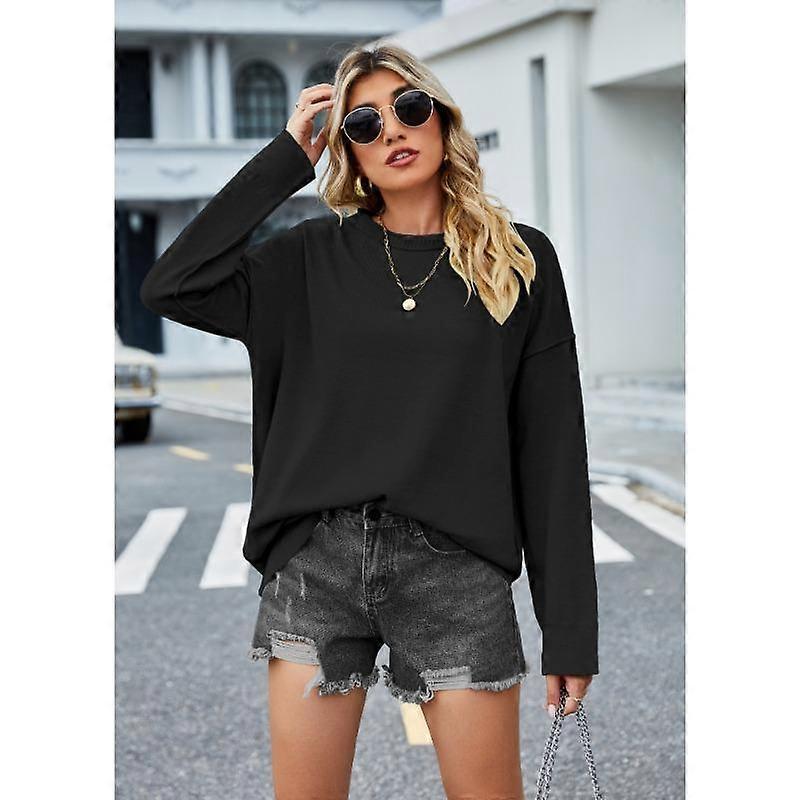 Autumn and Winter Women's Sweater Hundred Solid Color Loose Bottom Knit Sweater Pullover Sweater