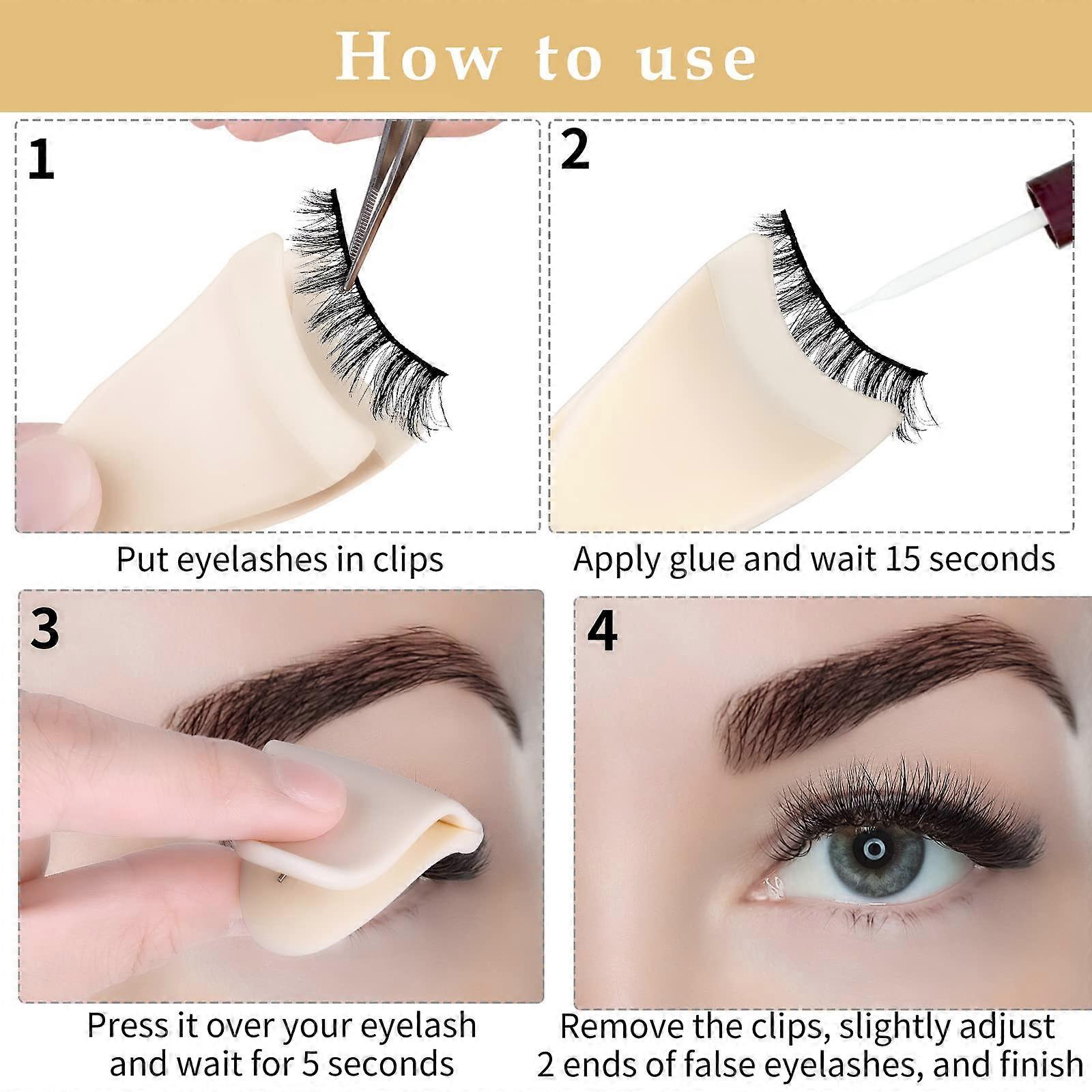 Lash Clip Tweezers for Wear Eyelashes Eye Makeup Tools for Beginners 2 PCS False Eyelashes Applicator Tool