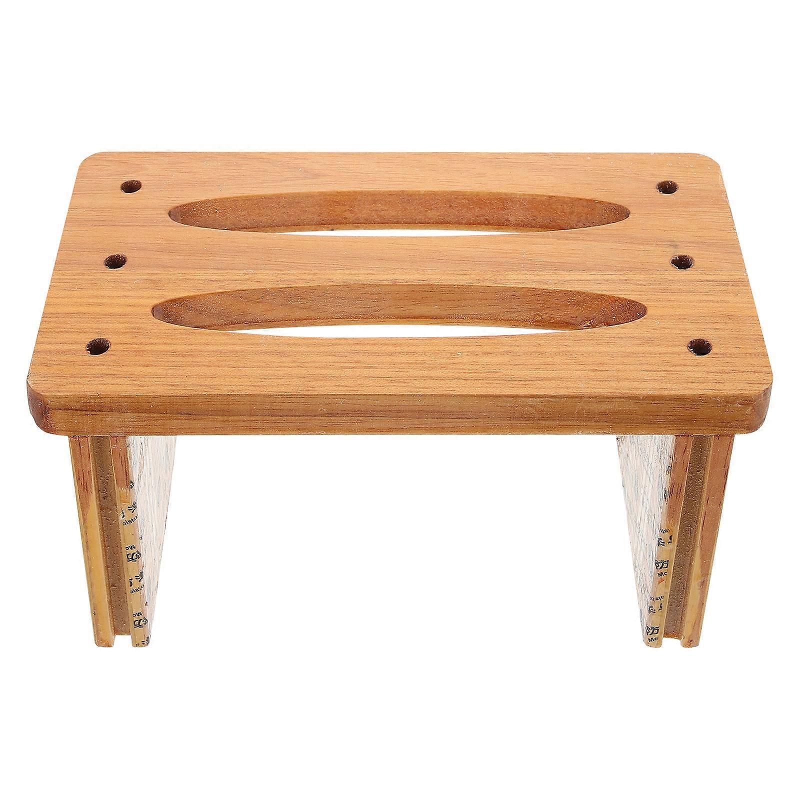 Solid Wood Small Stool Bathroom Step Stool Heavy Duty Foot Rest Non Slip Surface Square Shape 1Set