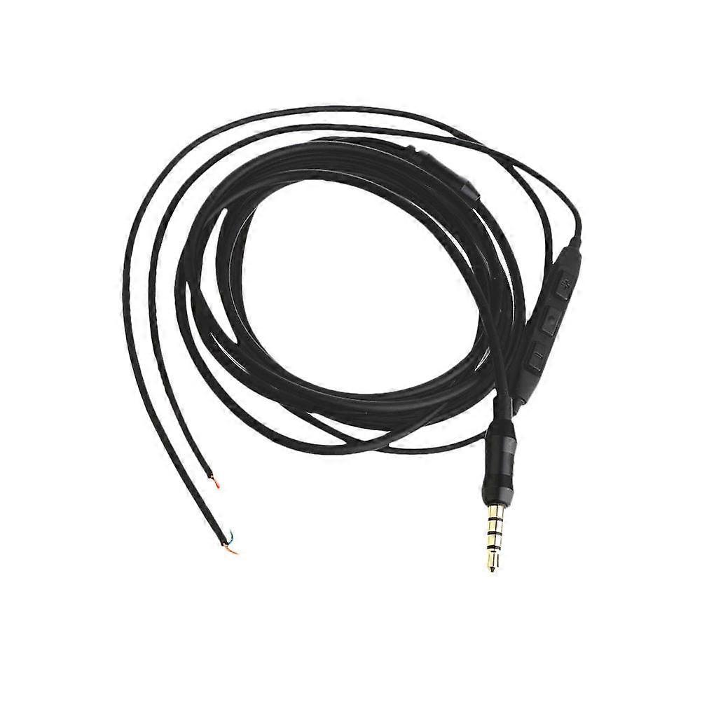 Earphone Cable Diy 1.5M Semi-Finished Headphone Wire Volume Control Function Black 1Pc