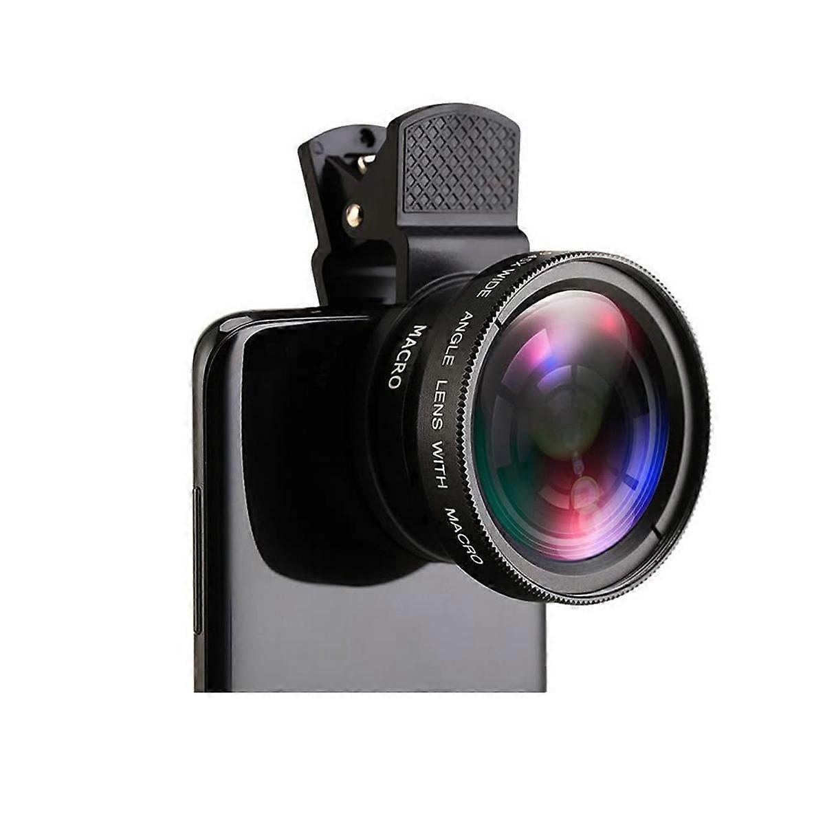 0.45x Weitwinkel 15x Makro 2 in 1 Object HD Foto Externes Universal Handy Object - Kurzclip - Schwarz