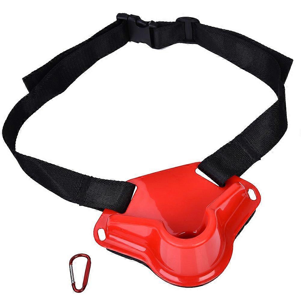 Adjustable Fishing Rod Holder Belt with ABS Front Plate, Foam Cushion, 90-Degree Angle for Spin Rods, Red