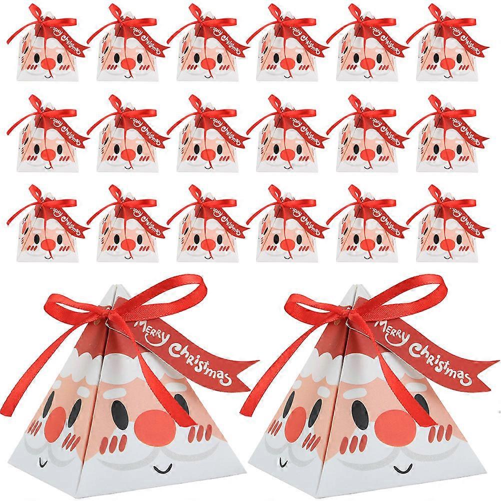 Christmas Treat Container White Cardboard Triangular Box present Wrapping 50Pcs