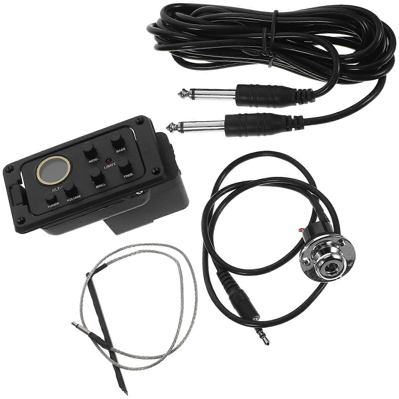 Guitar Preamp Pickup Acoustic Accessory Equalization Volume Control Bass Middle Treble Brill Tuner Power On Off Black 1Set