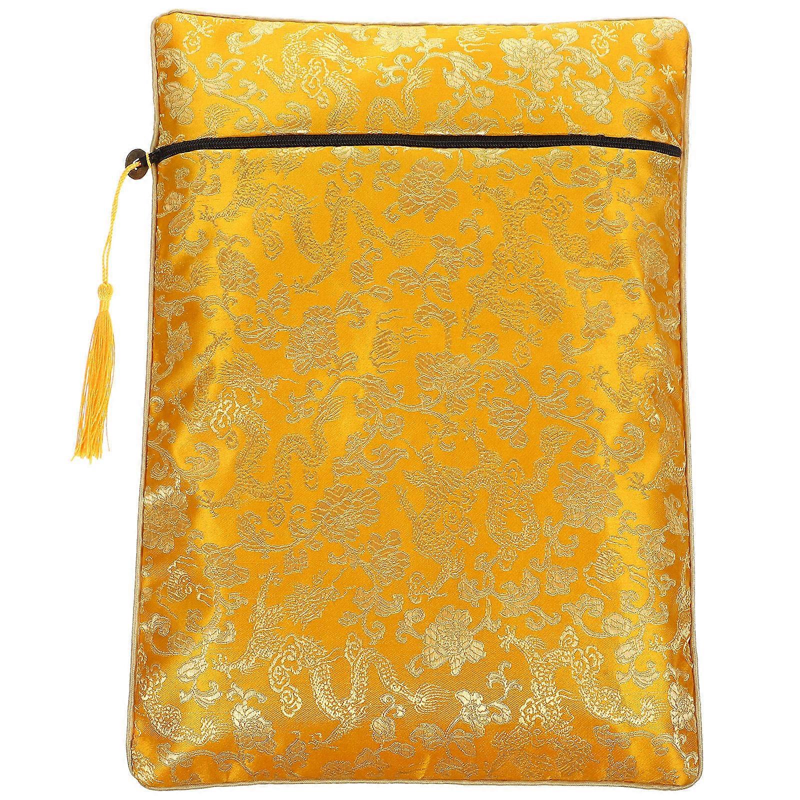 Travel Pouch Storage Bag For Classroom Home Use Rectangular Simple Design Yellow 34.00X24.00X1.00CM Paper Organization 1Pack
