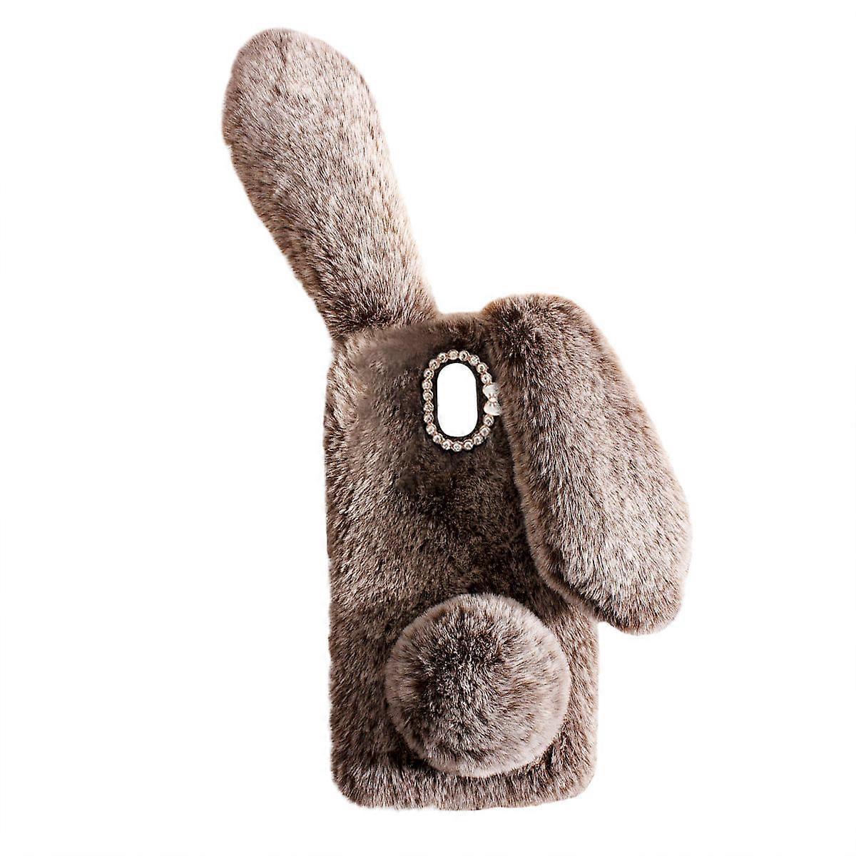 Bunny Phone Case Rhinestone Decor Simulation TPU Soft Design Winter Warmth Protective 1Pcs