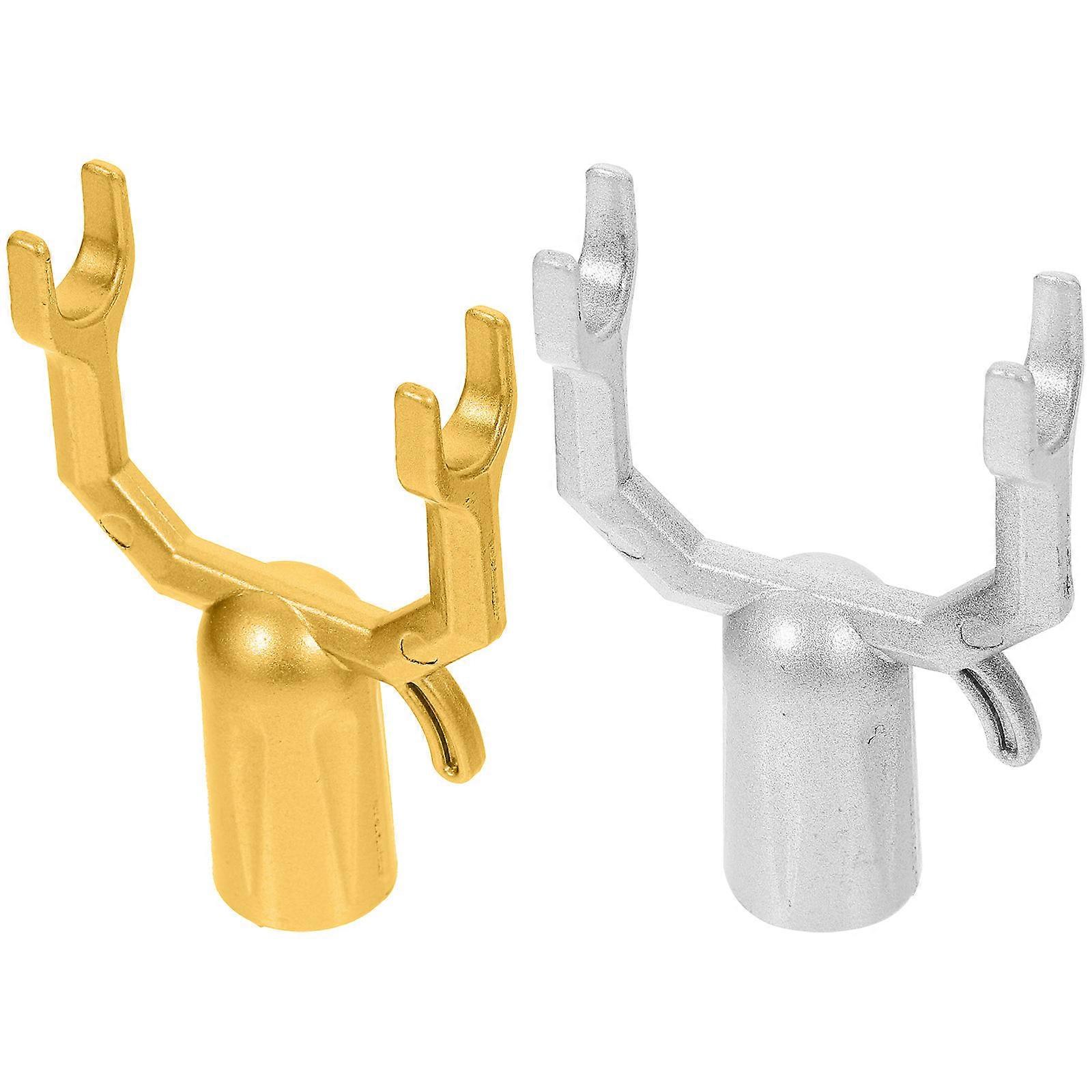 Clothes Pole Fork Replacement Drying Rack Clothes Rail Fork Outdoor Hanging Silver 2Pcs