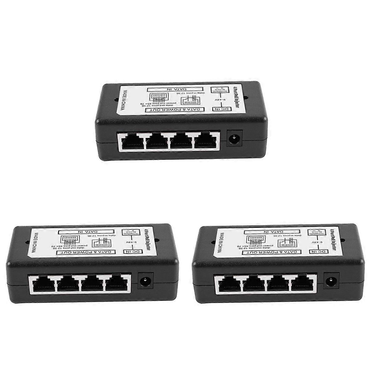 3X 4 Port Poe Injector Poe Power Adapter Ethernet Power Supply Pin 4,5(+)/7,8(-)Input Dc12V-Dc48V fo