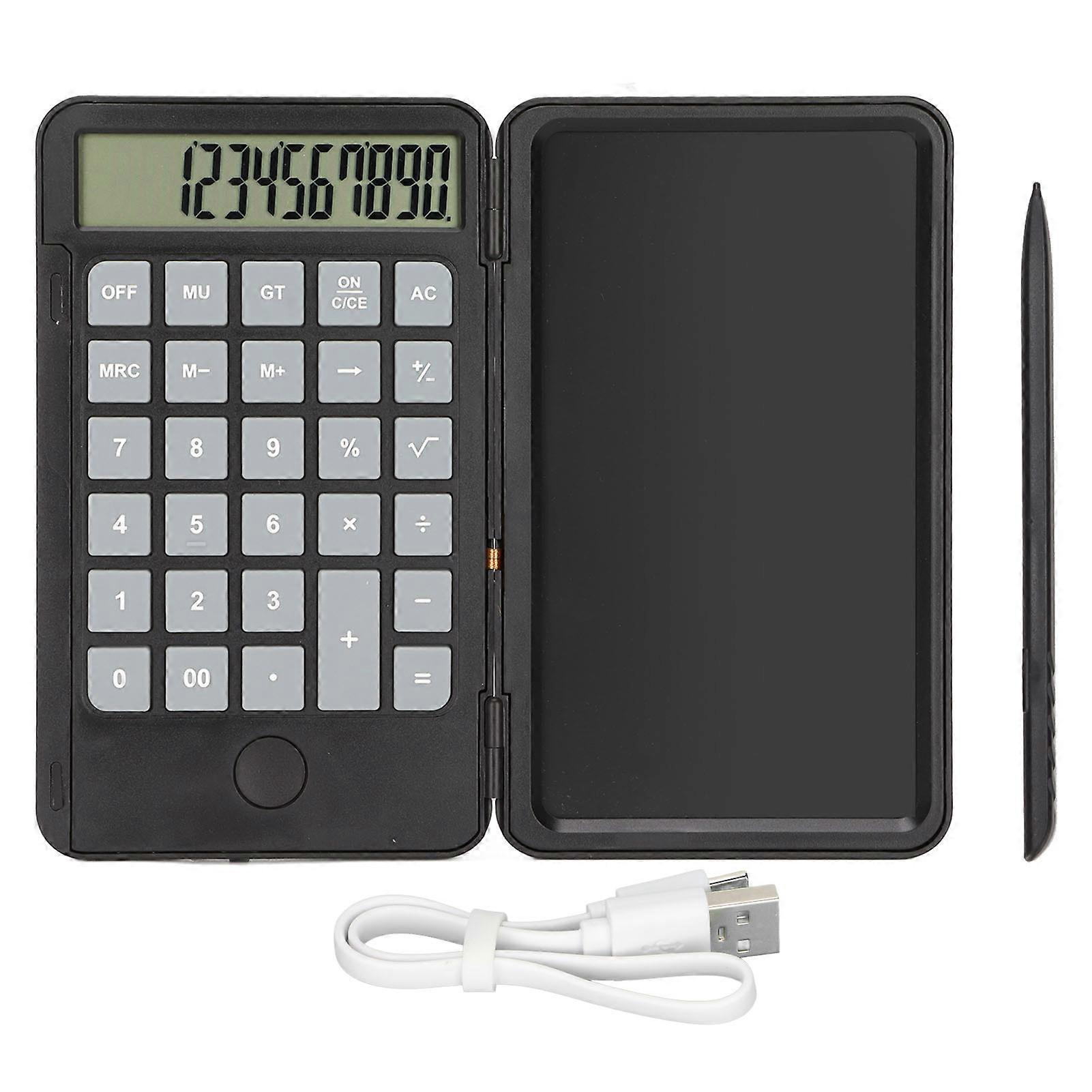 2 in 1 6.5 inch Notepad Calculator, Small Portable Pocket Calculator, Silent, Reusable Button, Eyesight Protection
