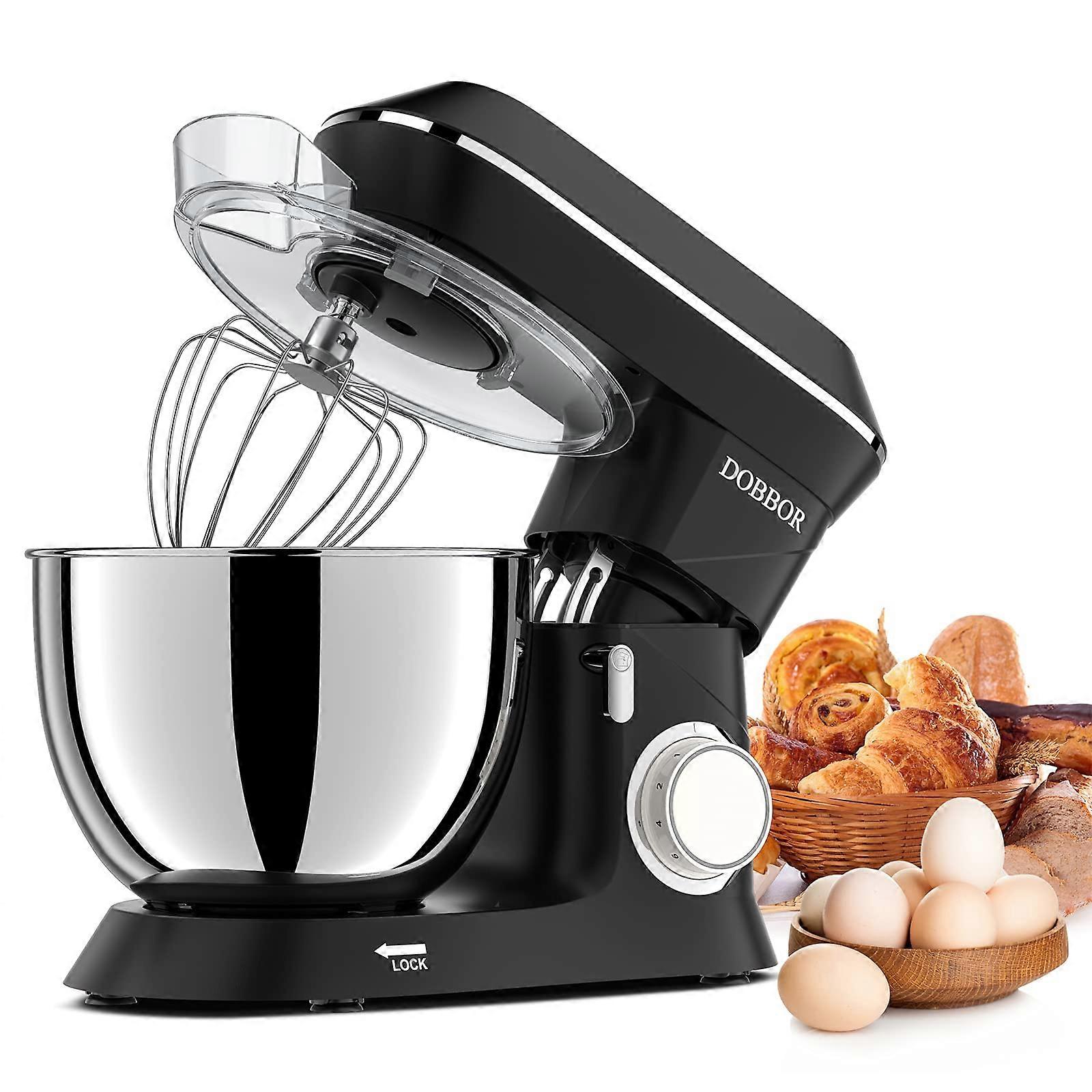 9.5 L Food Processor Kneading Machine 1500 W, Mixing Machine with Whisk, Dough Hook, Splash Guard, 7 Speed (Black)