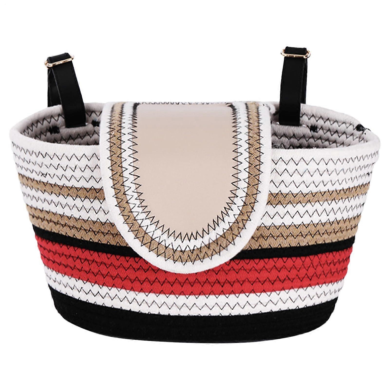 Woven Front Basket for Bicycle, Adjustable Storage Basket with Straps and Buckles for Scooters and Mountain Bikes