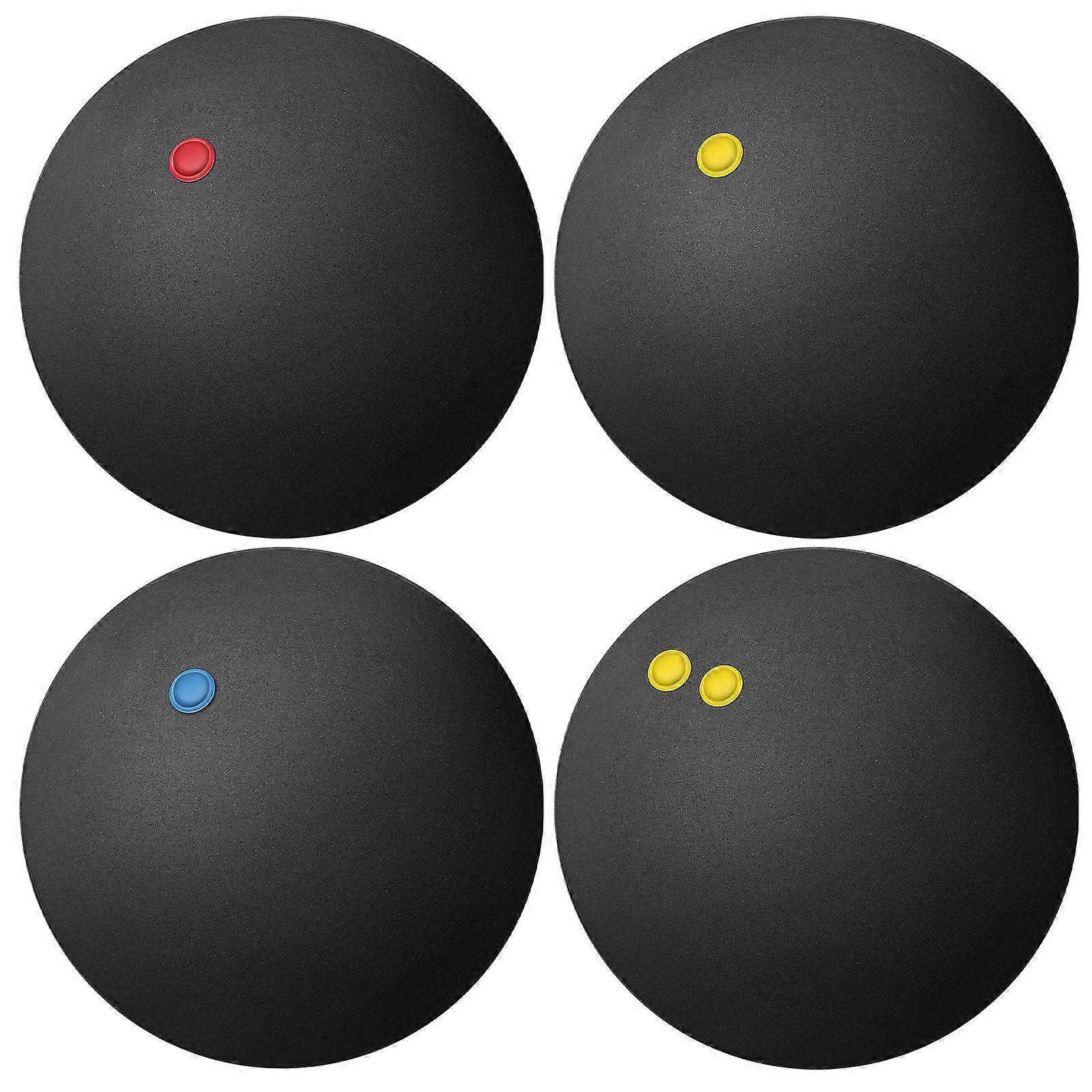 4pcs Squash Balls with Single/ High Bounce Rubber Training Balls for Indoor/Outdoor Racket Sports to Improve Reflexes and Coordination