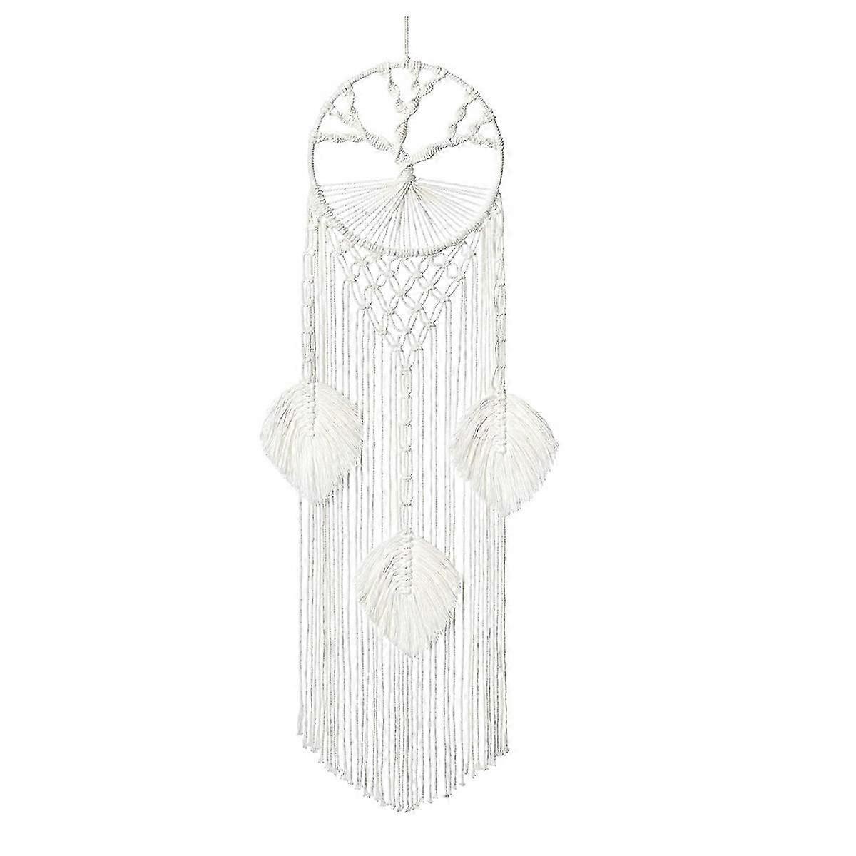 Boho Dream Catcher with Feather Accents, Handmade Wall Decor