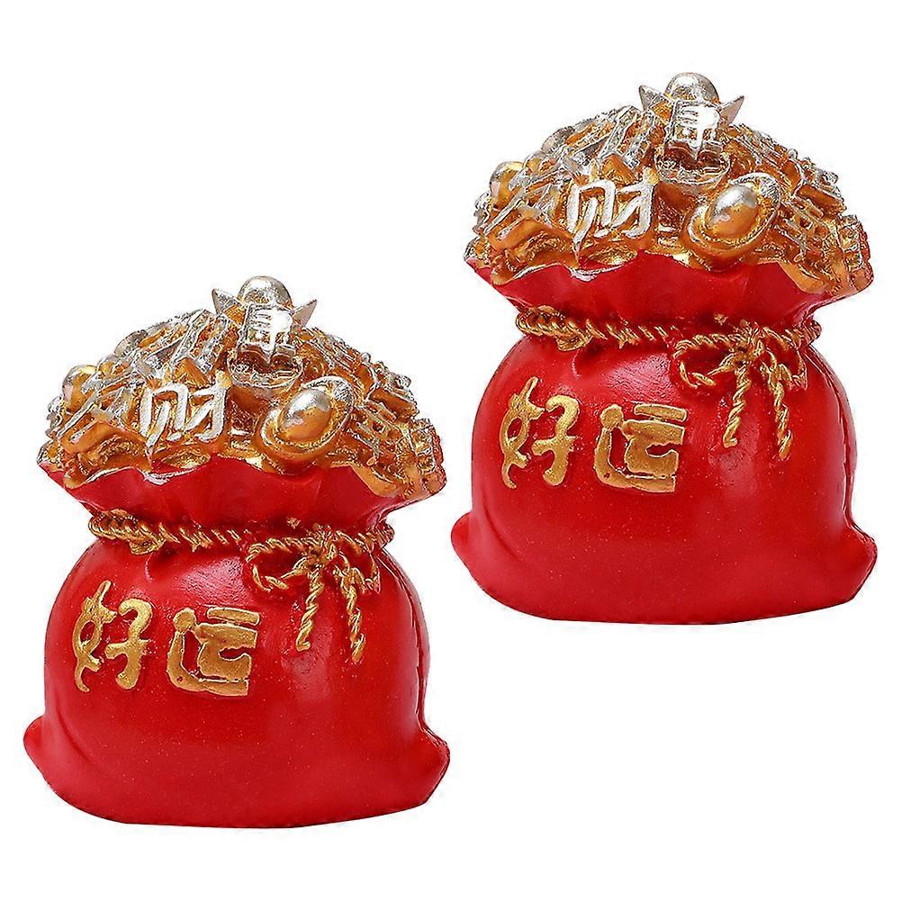 Lucky Bag Desktop Ornament Set 2PCS Year of Fortune Decor for Home & Indoor Use