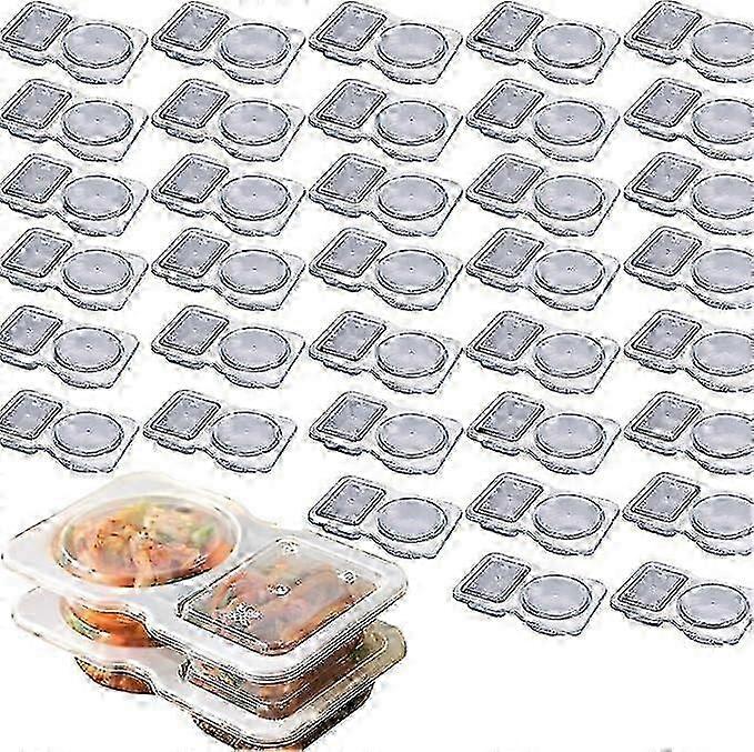 Double Compartment Condiment Container with Lids, 2 Compartment Snack Containers