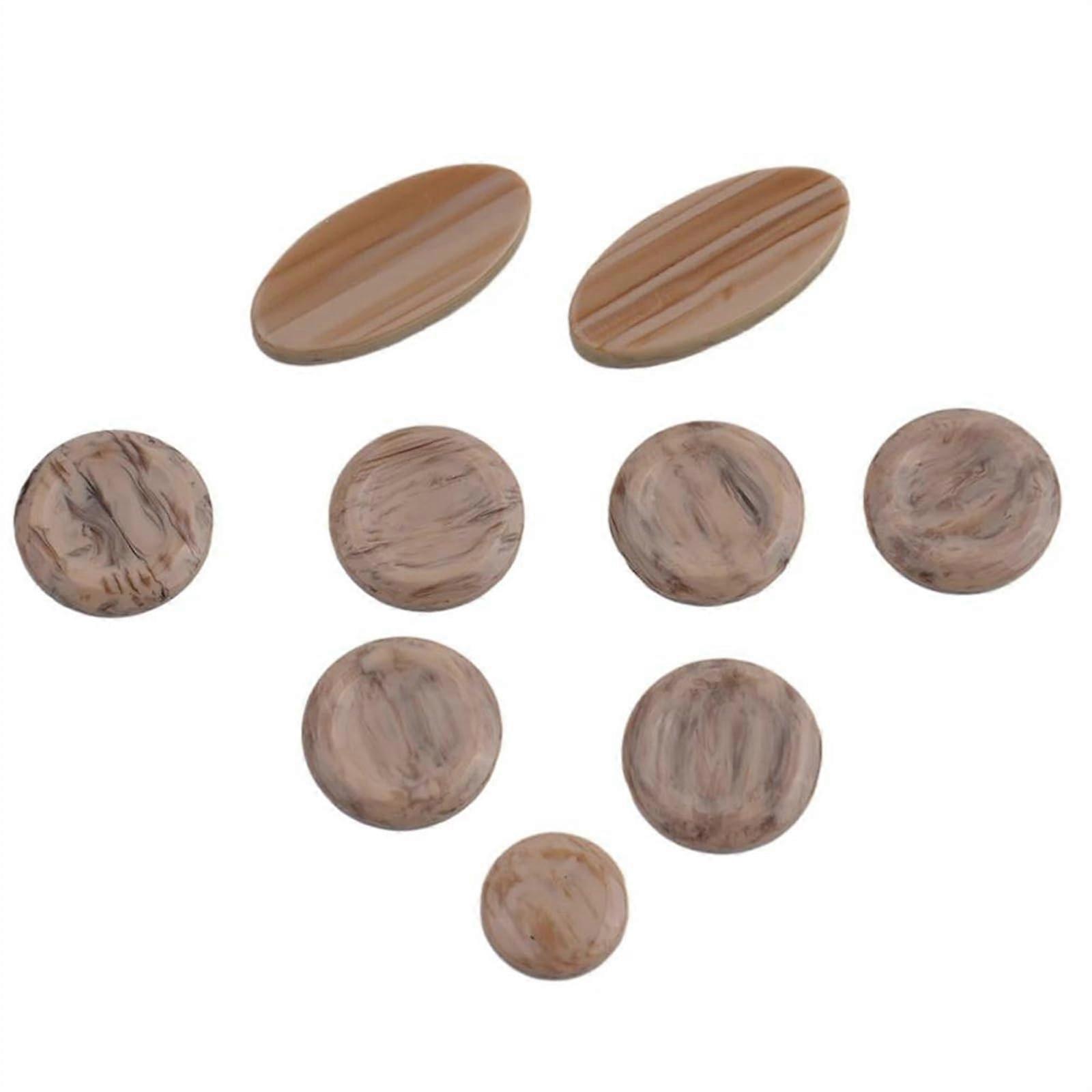 Saxophone Replacement Parts - 9-Piece Brown Plastic Key Inlays Set for Saxophone Instruments