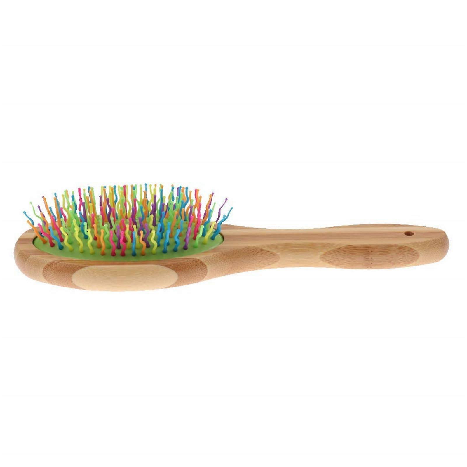Wooden comb for dogs and cats with colorful massage pins for easy detangling and grooming, for home and pet groomer use. Ref: 8178