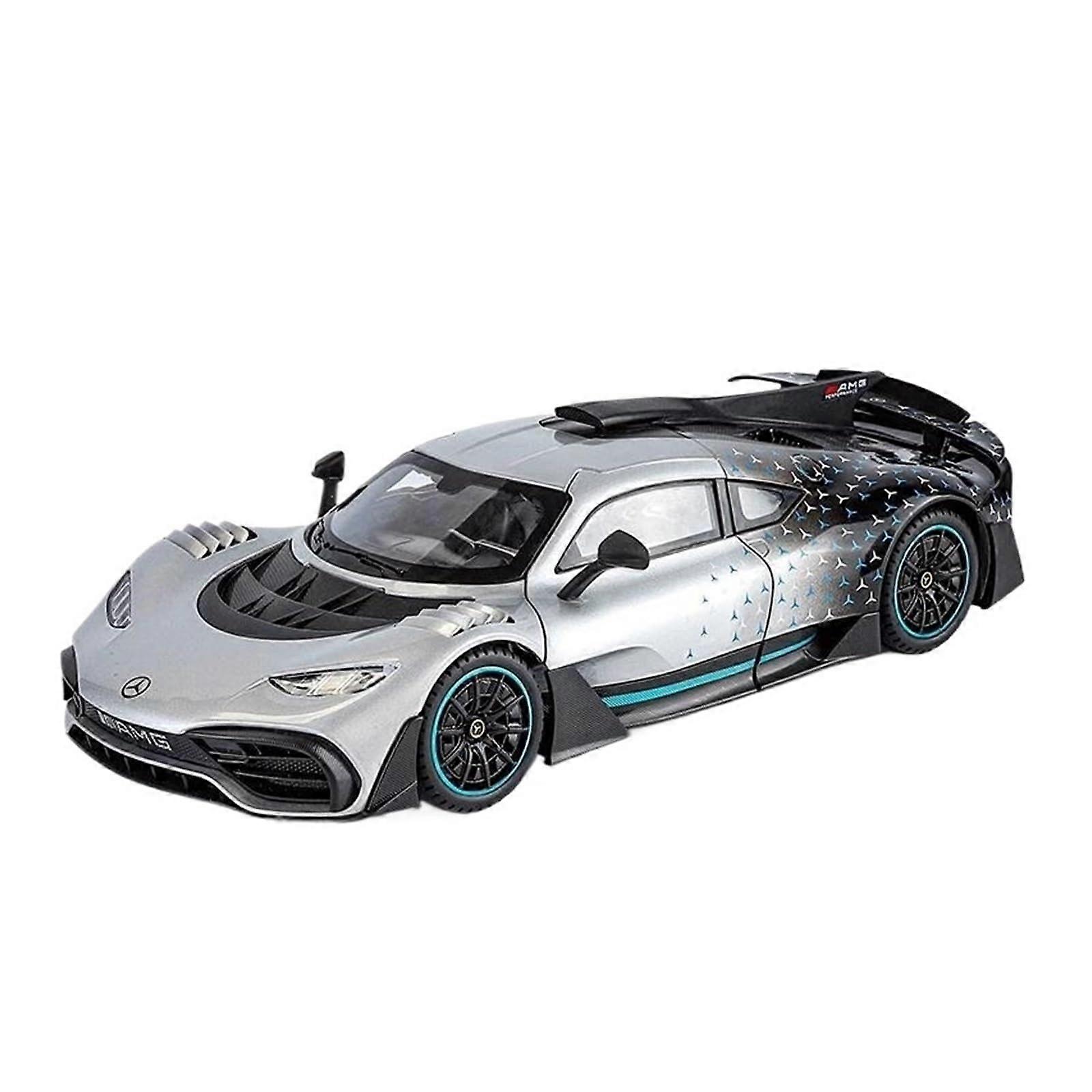 Modellbausatz Auto 1:18 Die-Cast Metal One Alloy Sport Car Model 1:18 Scale With Sound And Light Silver