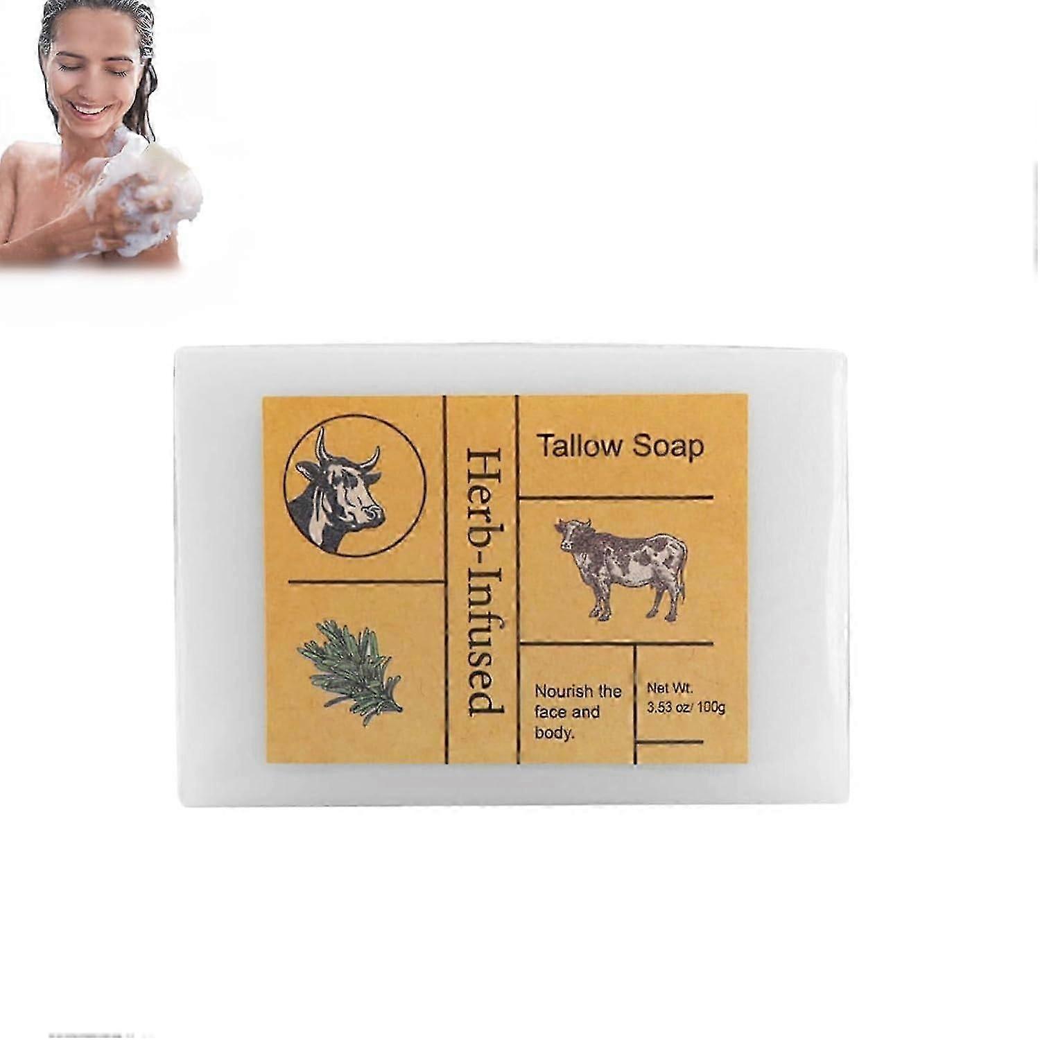 Tallow Soap, Natural Tallow Soap, Beef Tallow Soap Bar, Tallow Handmade Soap Bar, Moisturising Face Soap and Body Wash Great for Dry, Itchy, Sensitive