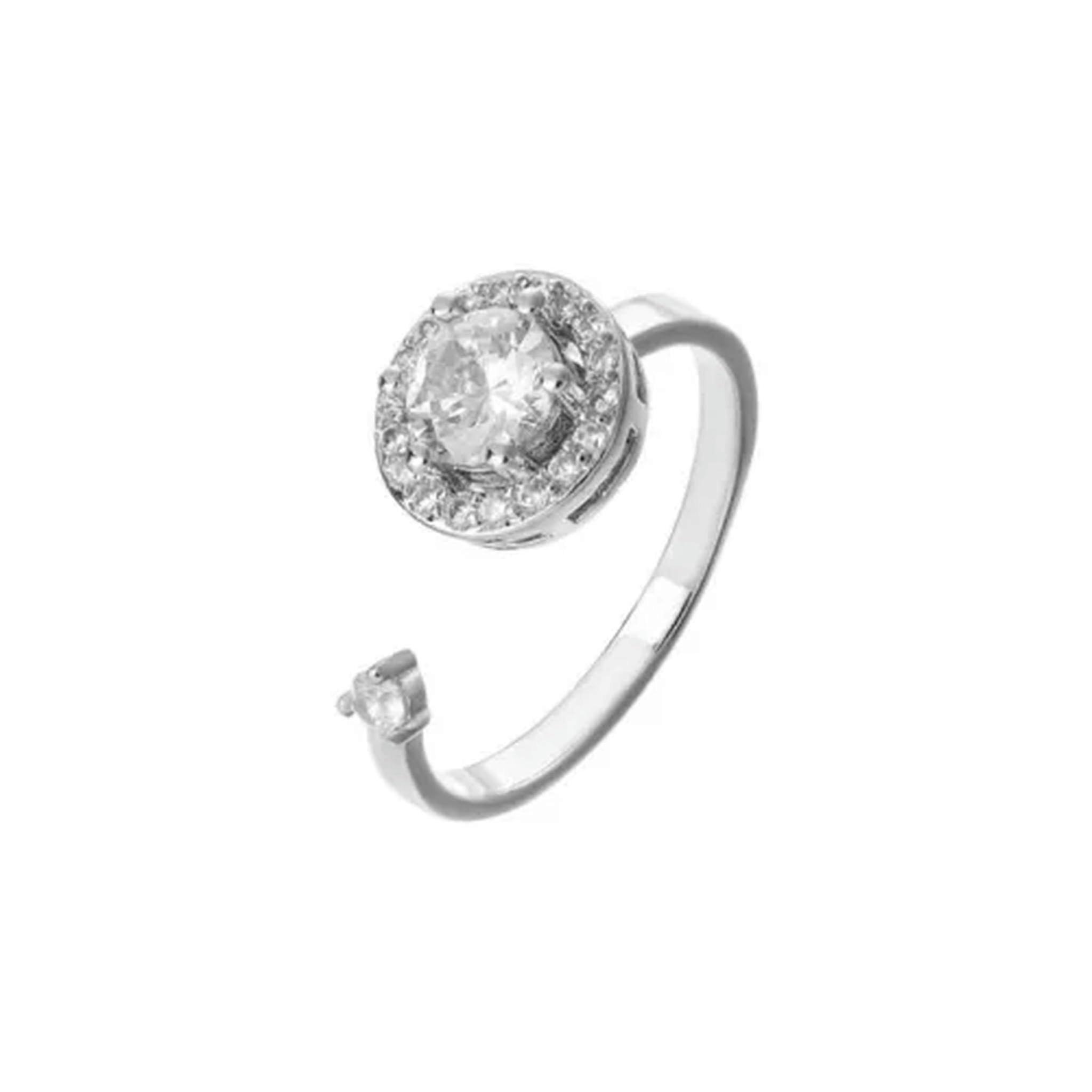 Adjustable Anxiety Ring Crystal Rotating AntiStress Ring Style 4