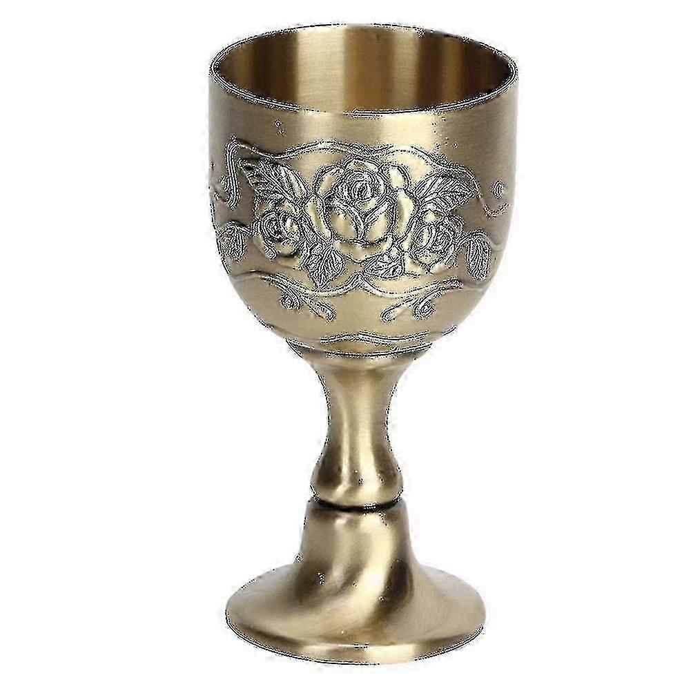 Handmade Brass Royal Chalice Embossed Cup Goblet for Wine and Coffee Drinks