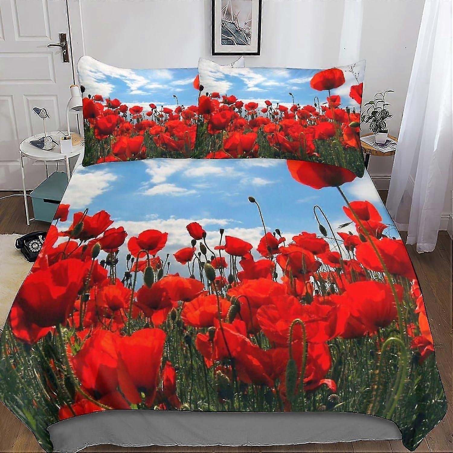 Conjunto de cama com estampa botânica Conjunto de capa de edredão para impressão 3D 3D Capa de edredom respirável macia com fronhas
