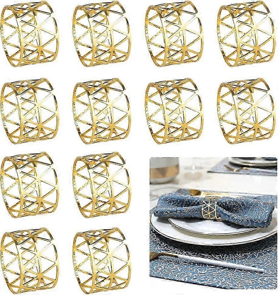 Napkin Rings, Set Of 12 Gold Napkin Rings, Upgrade Sturdy Metal Napkin Rings, Metal Napkin Ring Napkin Buckles