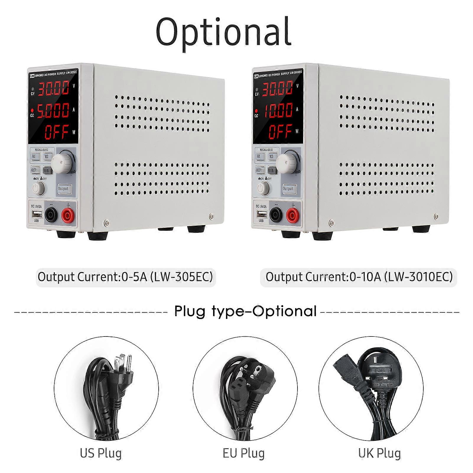 LONG WEI LW-3010EC DC Variable 30V 10A LED Digital Display Adjustable Switching Regulated Power Supply 5V/ 2A USB Interface Data Recall/ Save Function
