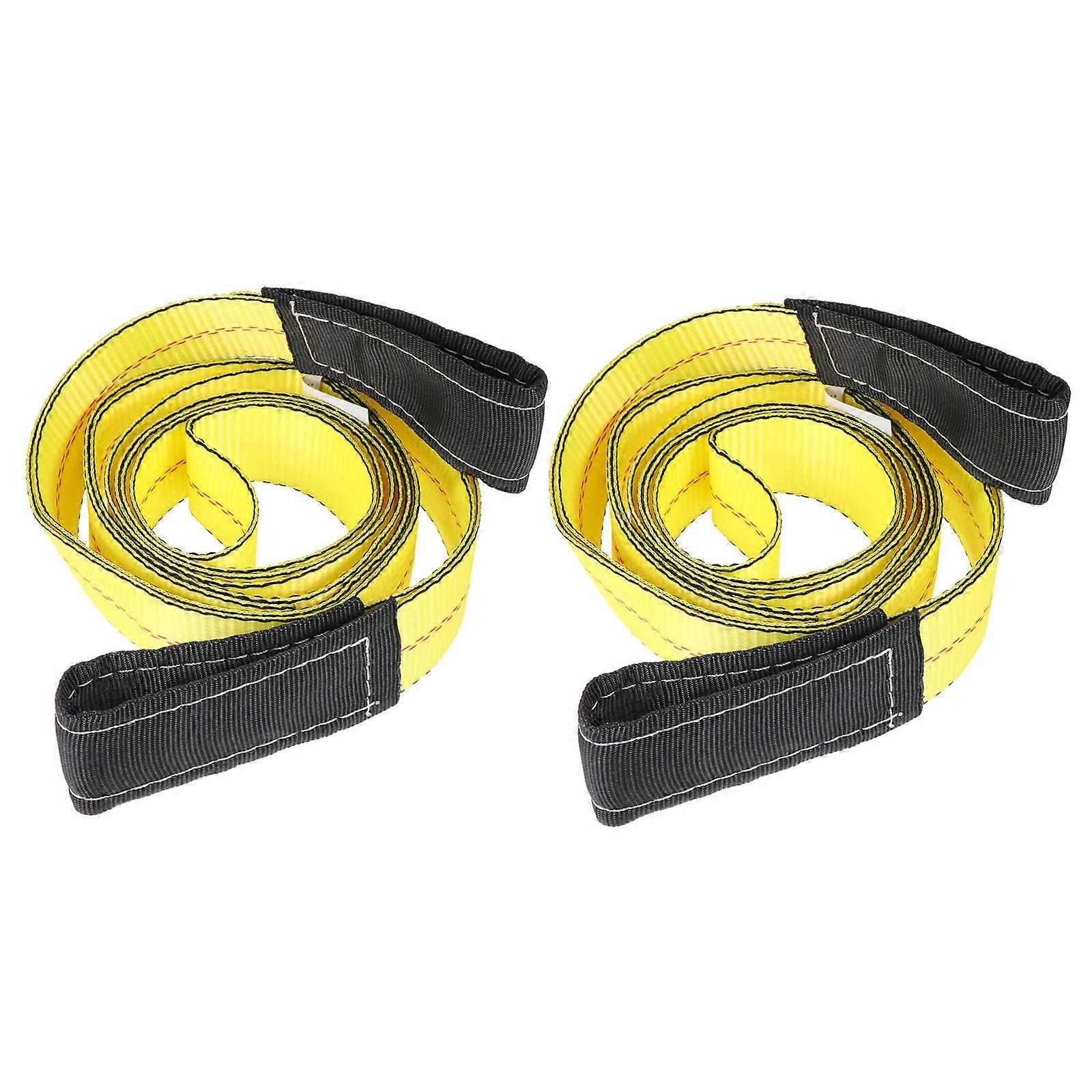 Heavy Duty Wide Flat Lifting Strap with Double Buckles, 2pcs, Abrasion and Corrosion Resistant Webbing for Utility Use
