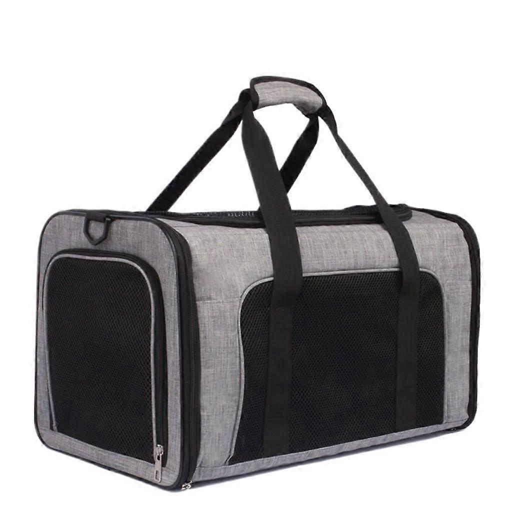 Cat Bag Portable Breathable One-Shoulder Diagonal Canvas Foldable Carrier White Size B For Outings And Car Travel