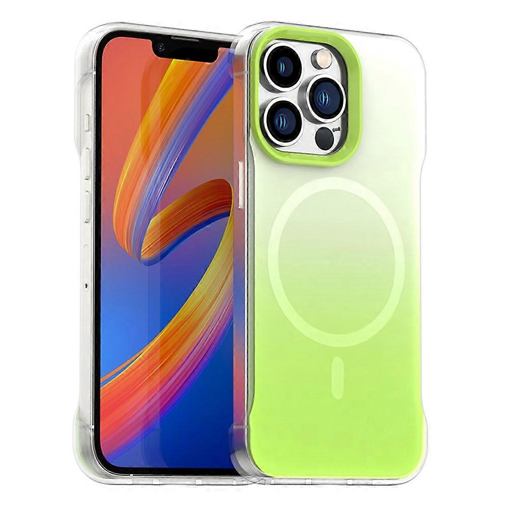لجهاز iPhone 13 Pro Max المغناطيسي بتصميم متدرج بدون حدود IMD TPU + PC + غطاء هاتف PET أخضر