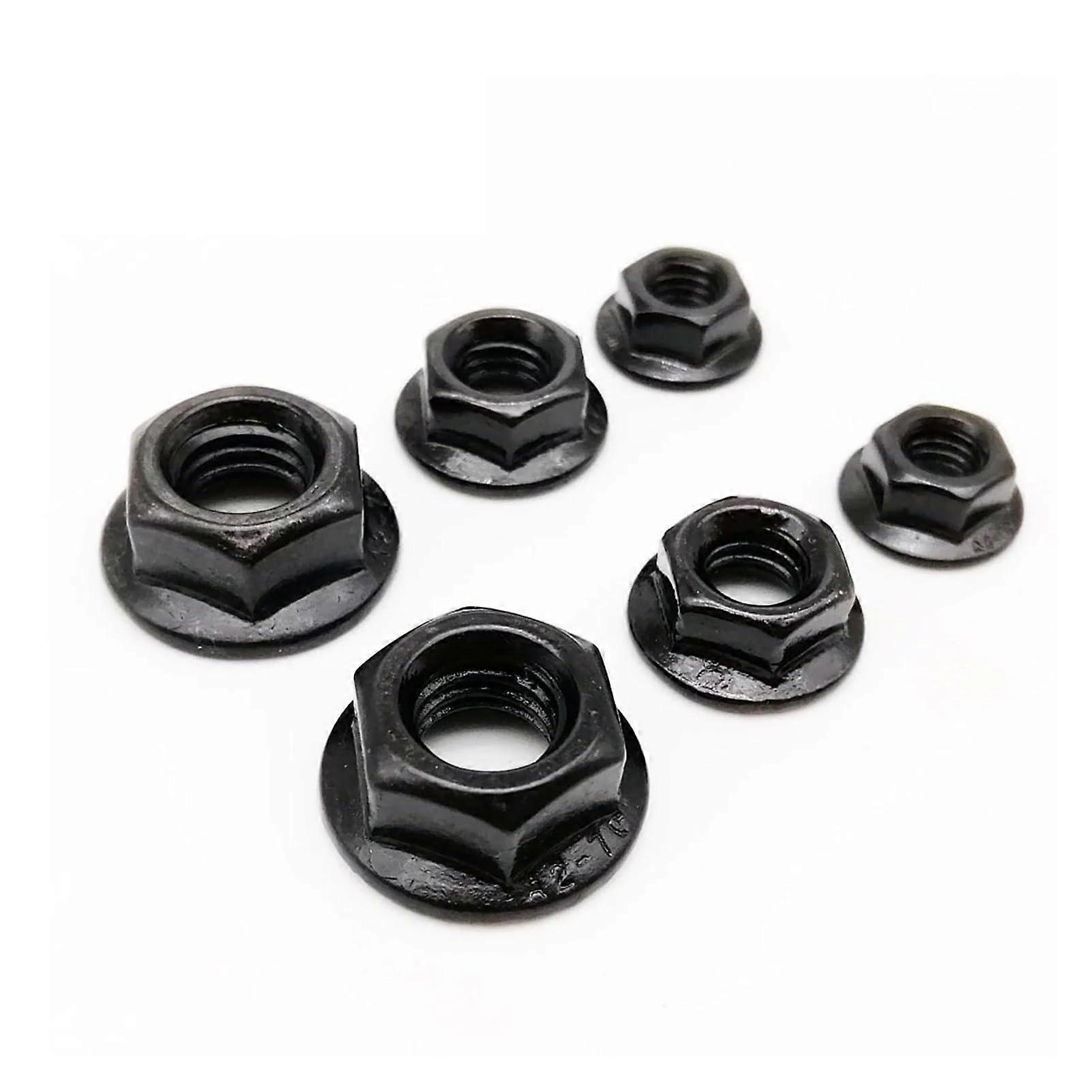 Nyloc nuts, 10 pieces M3 M4 M5 M6 M8 M10 M12 black 304 stainless steel metric thread hex head serrated spin lock nut (M5).