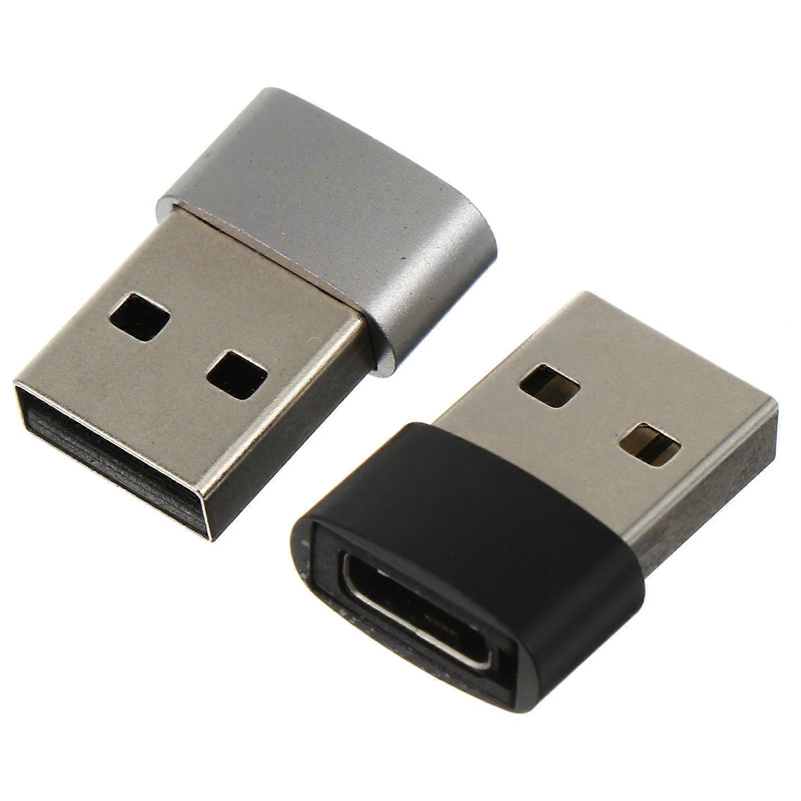 2pcs USB 2.0A Male to Type C Female Adapter Portable Converter for Phones and Laptops