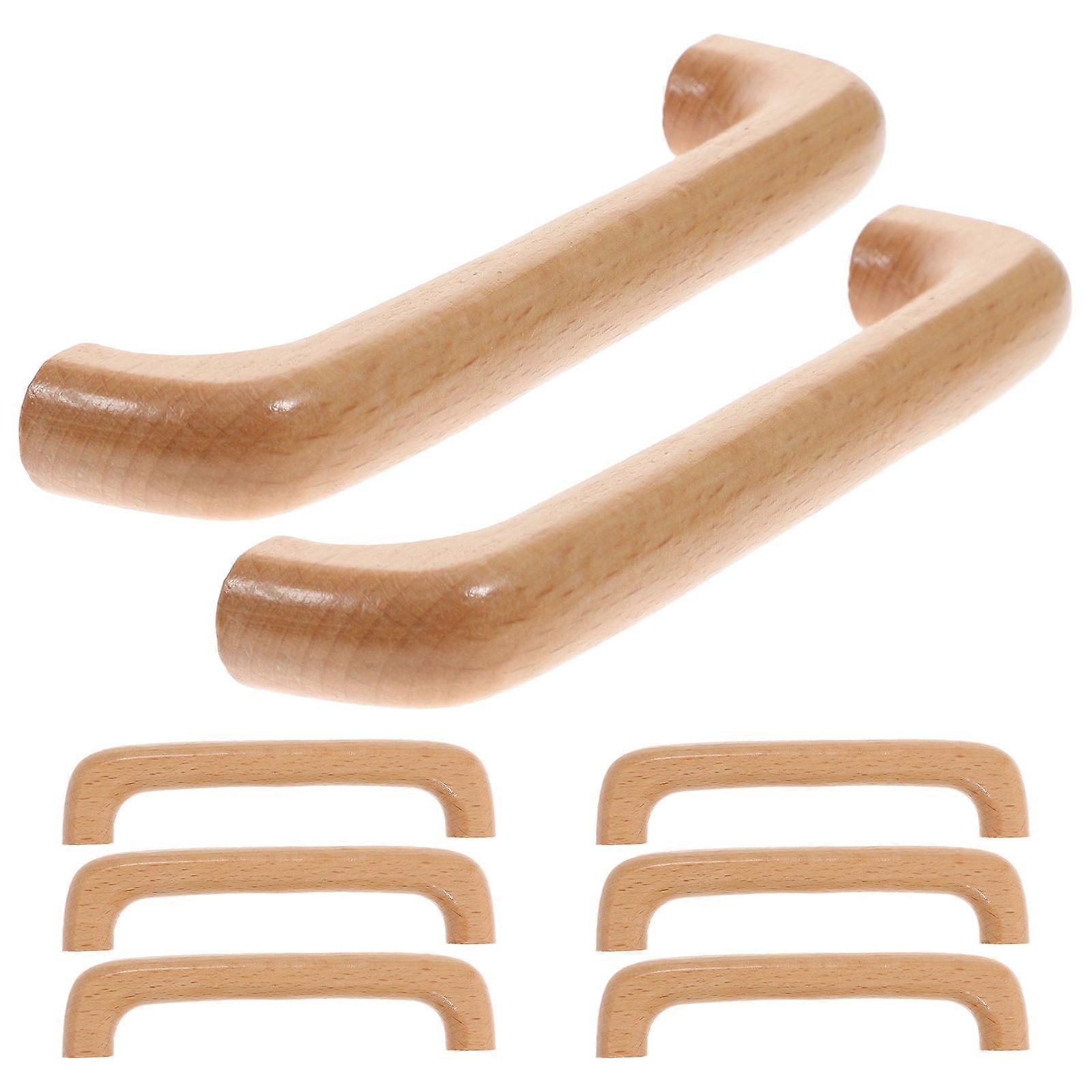 8pcs Chocolate Beech Wood Door Handle Replacement Pulls for Home Use Furniture Drawers