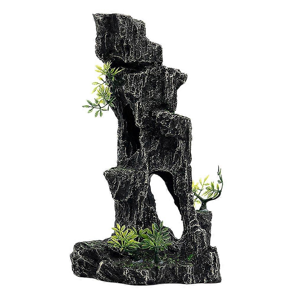 Rockery Fish Tank Landscaping Resin Mountain Shape 27x10cm Safe for Aquatic Fish 1Pack