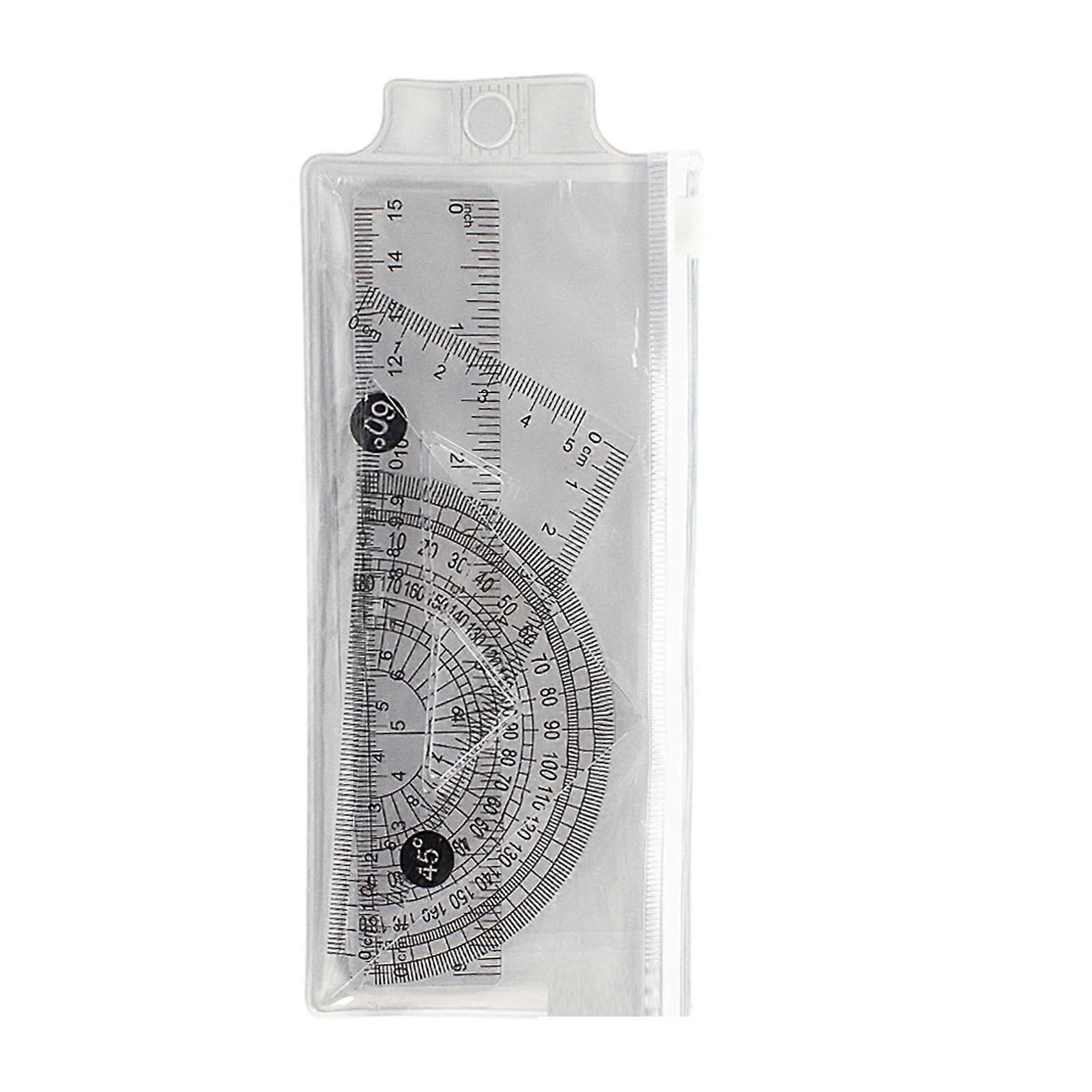 LinearSet, protractor, geometry tool, 15 cm, triangle ruler for classroom, homework, learning accessories, 4 pieces