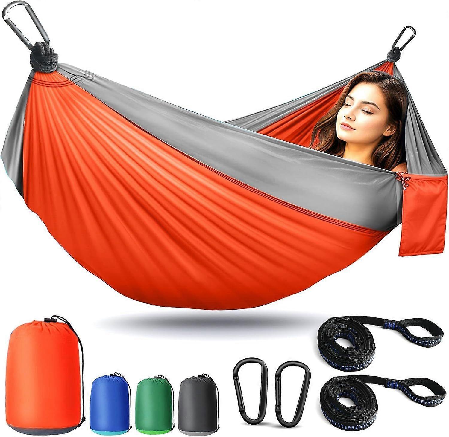 Camping Hammock Lightweight, Portable Hammocks Parachute Hammock with Two Tree Straps, Single or Double Travel Swing Nylon Camp Hammocks, Outdoor Esse