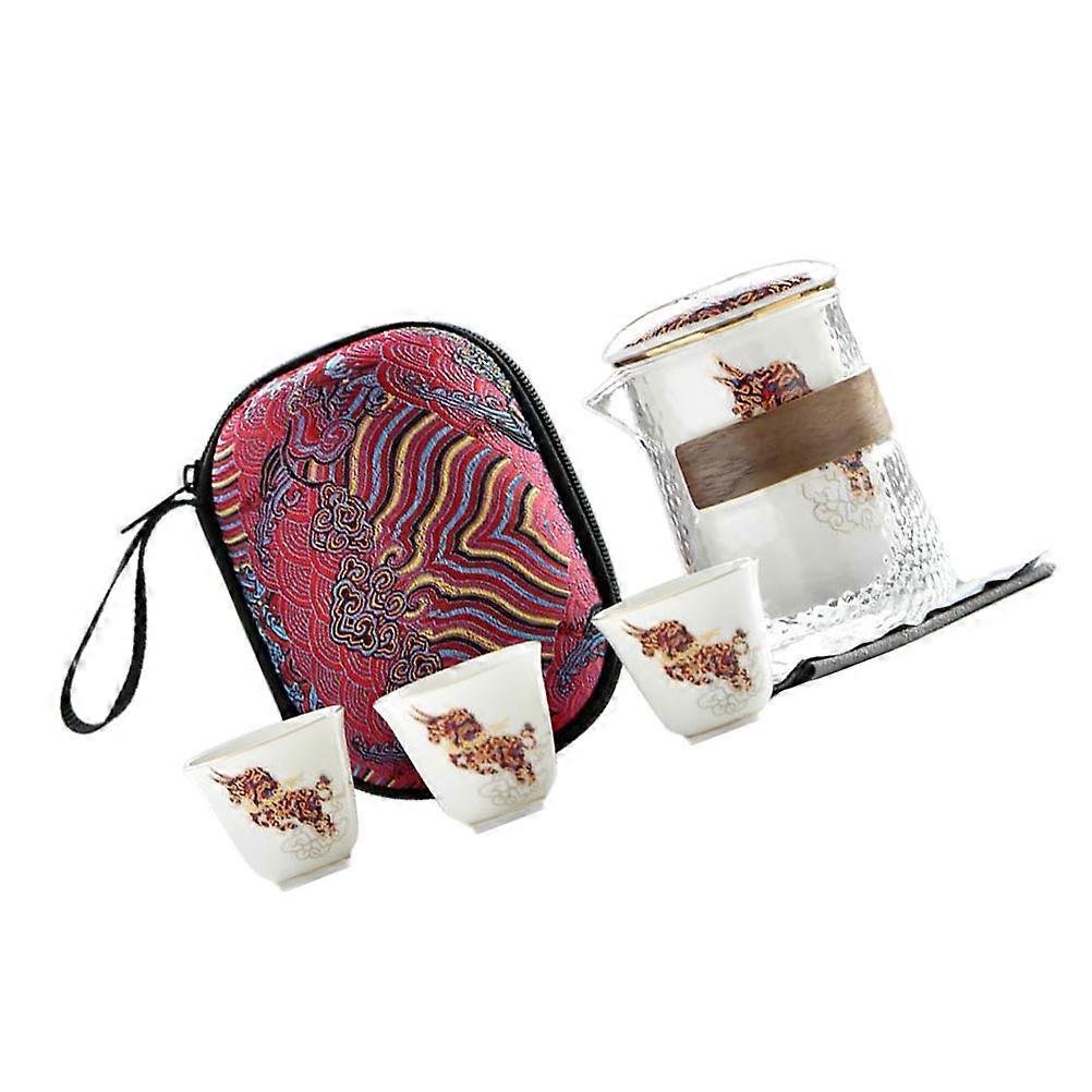 Tea Cup Set Household Tea Set Round Shape Ceramic Glass Material 1Set