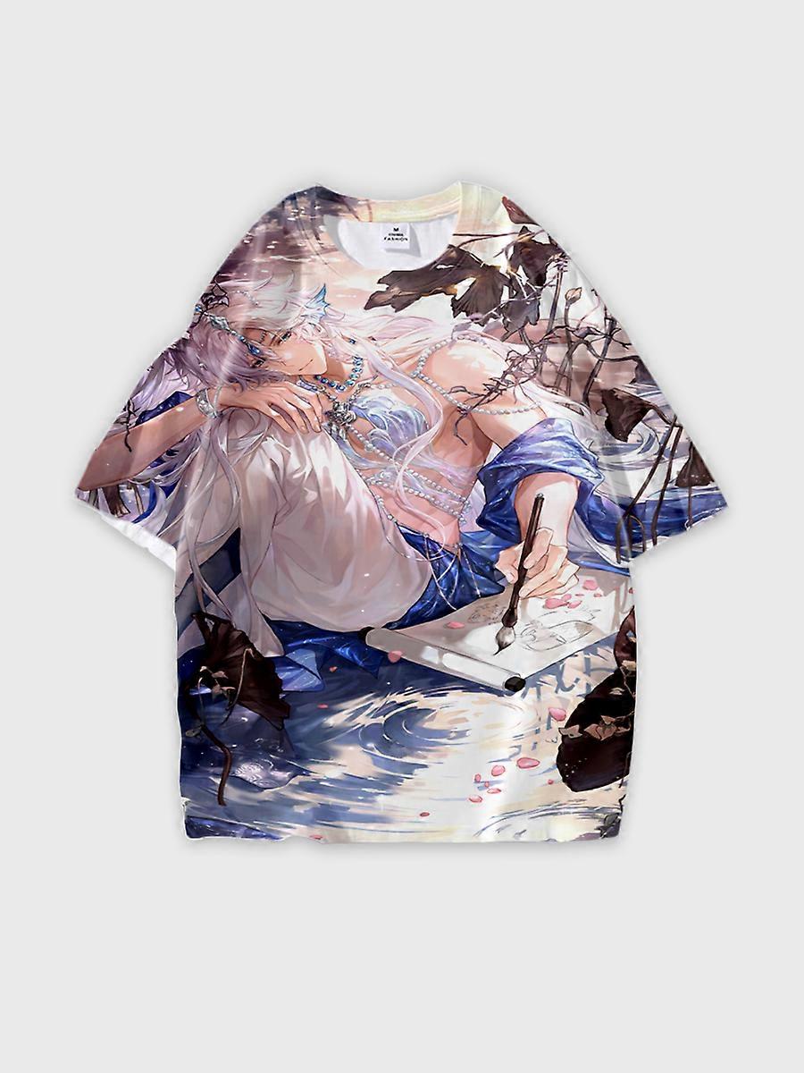 T-shirt round neck Role Pattern loose short sleeve E2086