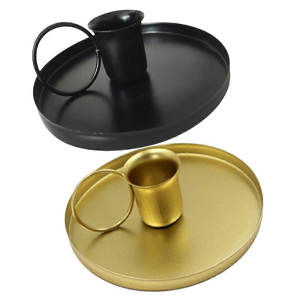 Retro Iron Candle Holder For Home Decoration In Assorted Color With Safe Function 2Pcs