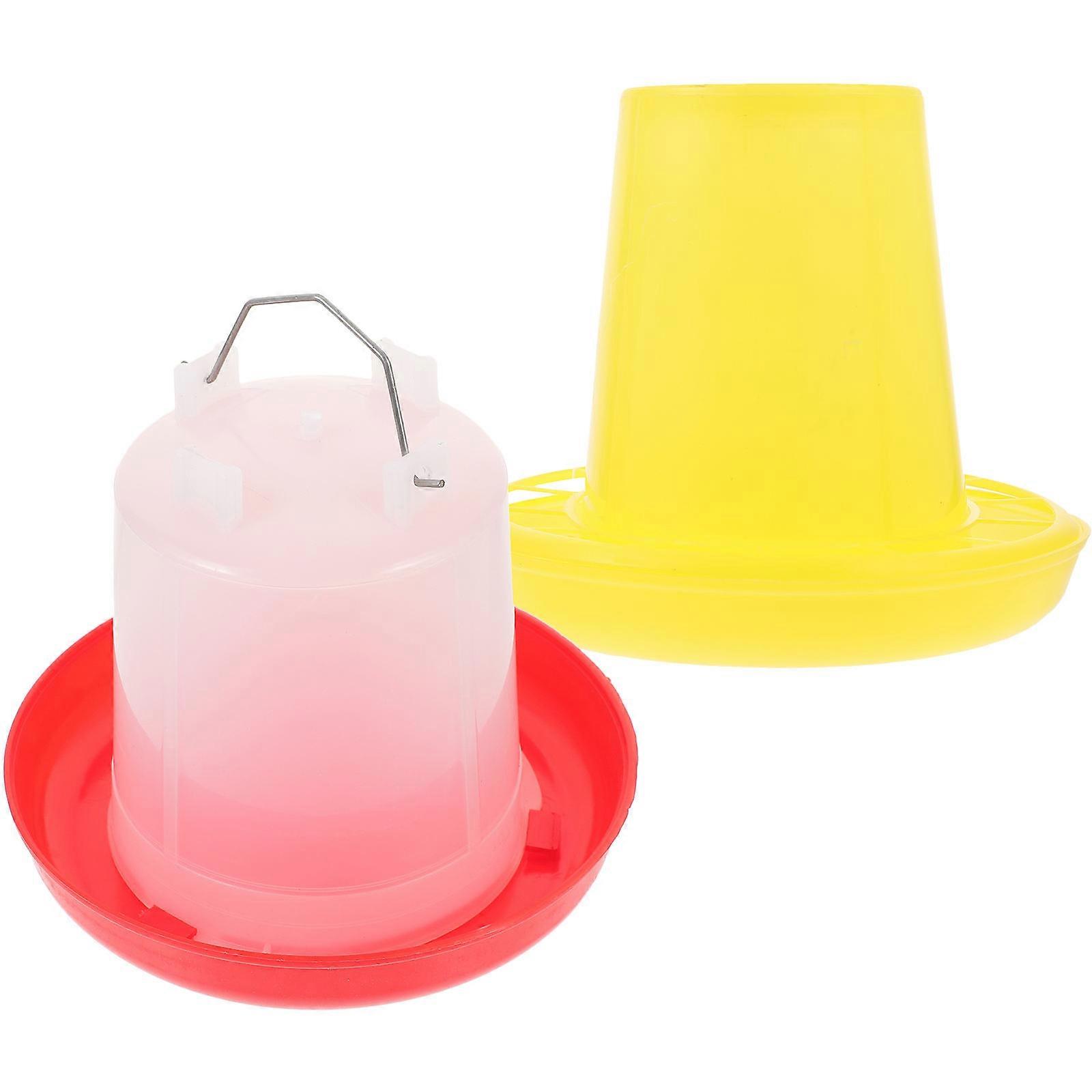 Poultry Feeding Equipment 1 Set Of Portable Poultry Feeder Water Feeder Assorted Color For Farm Use Multi-compartment Easy Cleaning