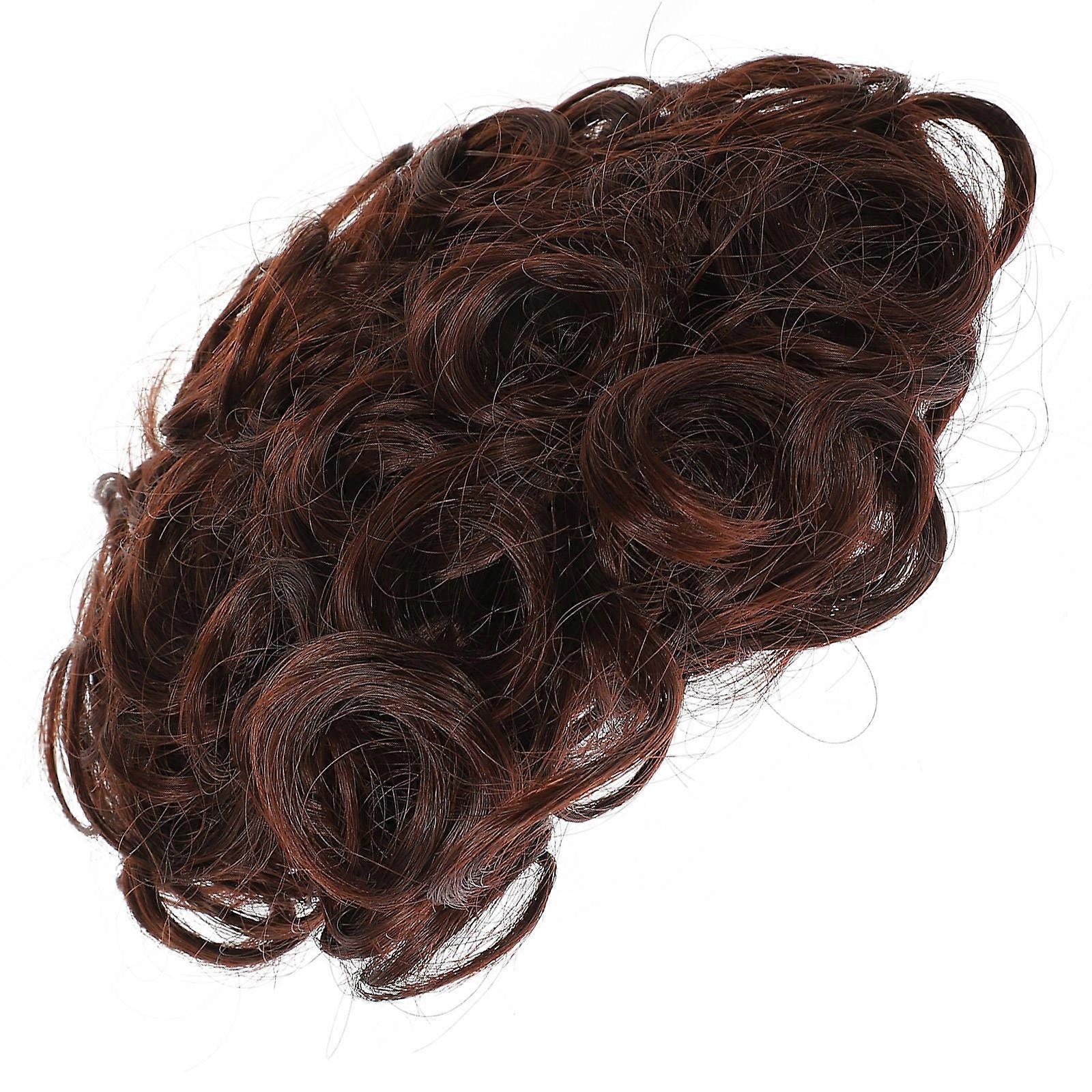 Brown Messy Bun Hair Piece with Elastic Band High Temperature Silk for Weddings and Daily Use 1 Count