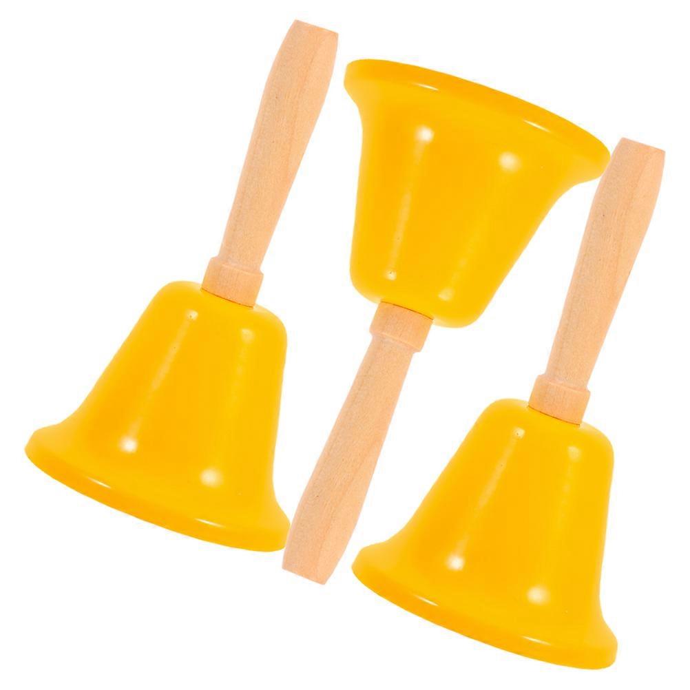 Handheld Iron Bells with Wooden Handles 3pcs Set for Elderly Care, Classroom Attention, Dinner Calls, Hotels, Restaurants, and Parties