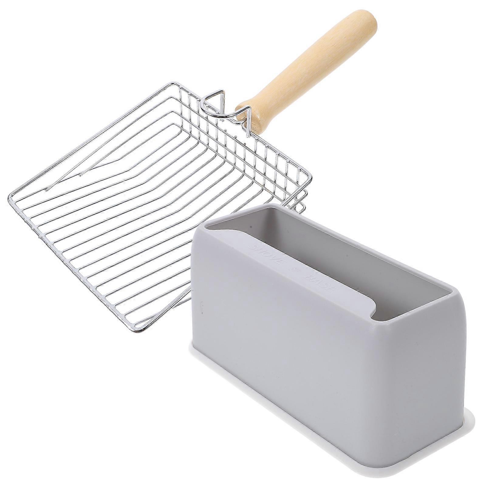 1 Set Stainless Steel Cat Litter Scoop with Box for Pets