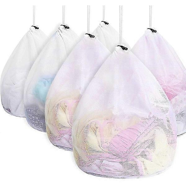 6 Pieces Laundry Bags for Washing Machine with Drawstring Stop, Reusable, Large