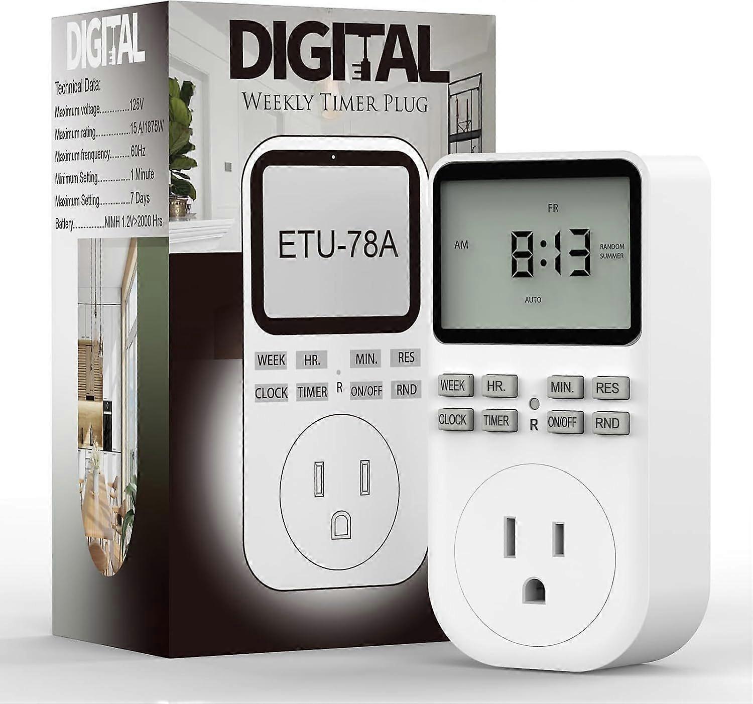 2025 Newest Plug-in Digital Outlet Timer Switch, 7 Days/24 Hours, Weekly/Daily