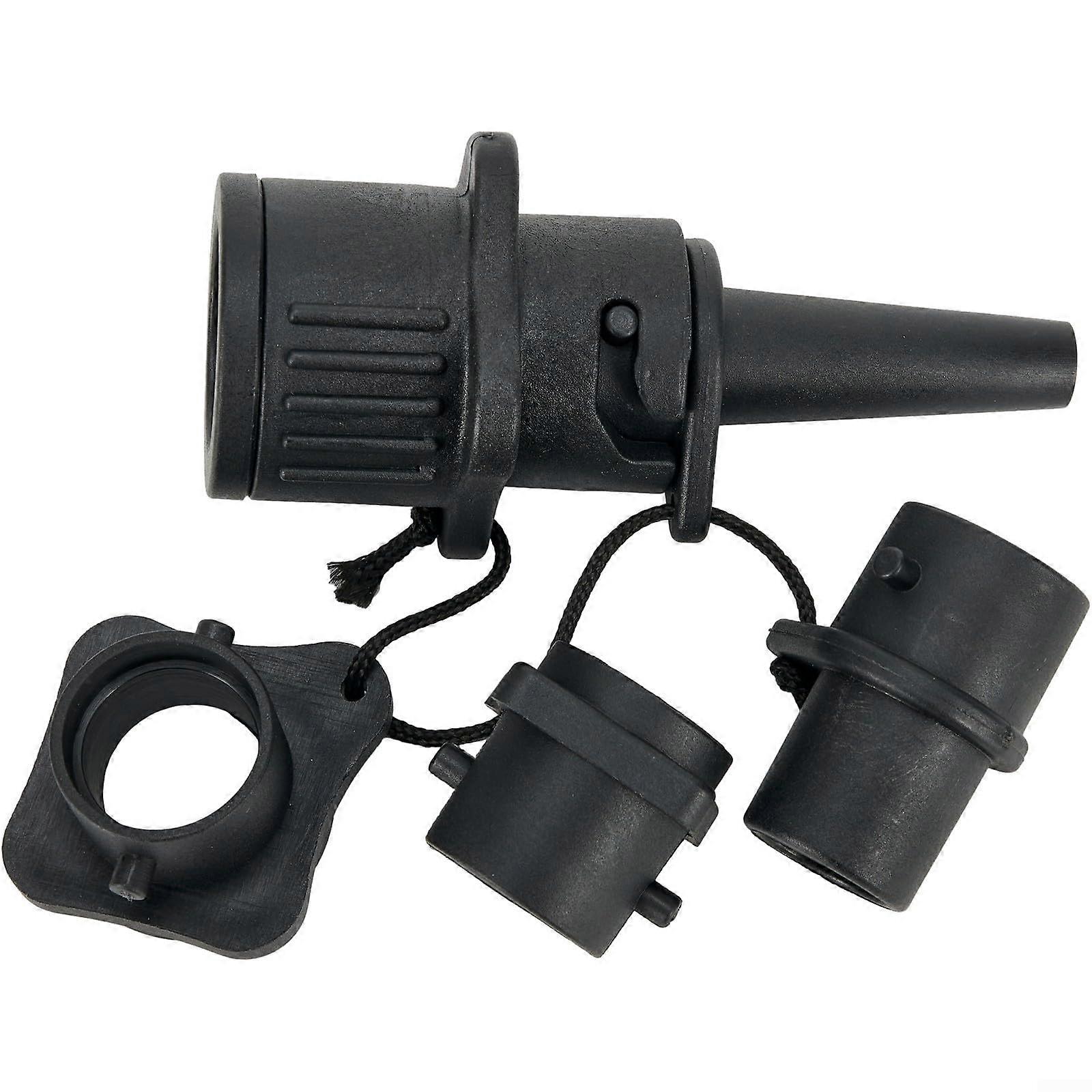 Slim, lightweight air pump connector with 4 nozzles, designed for quick setup of inflatable craft projects.